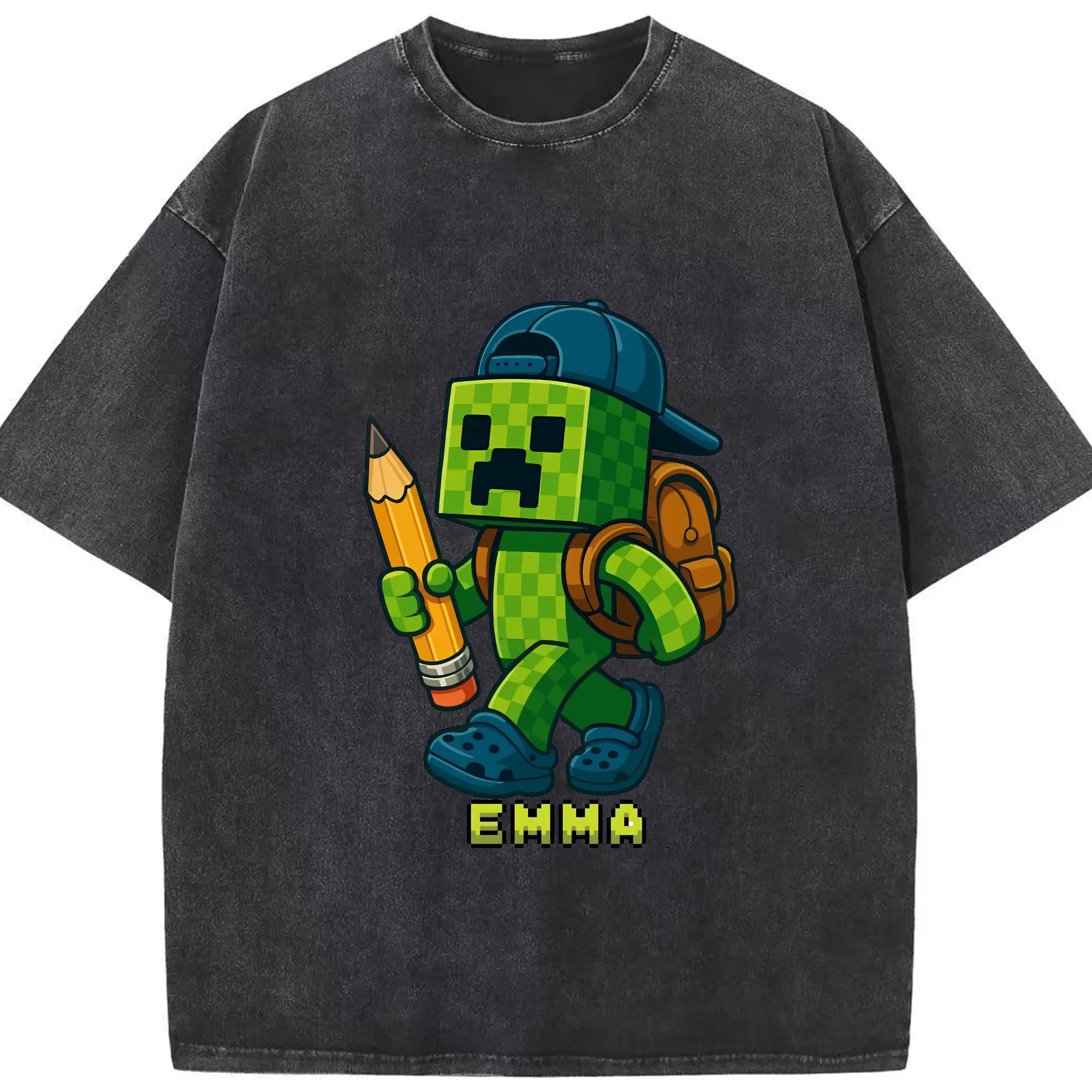 マイクラ グッズ  マイクラ - 綿100％ ヴィンテージ風 半袖Tシャツ ・ フロントプリント ・ 柔らか肌触り ・ 通気性 快適 ・ スポーツ カジュアル 外出用