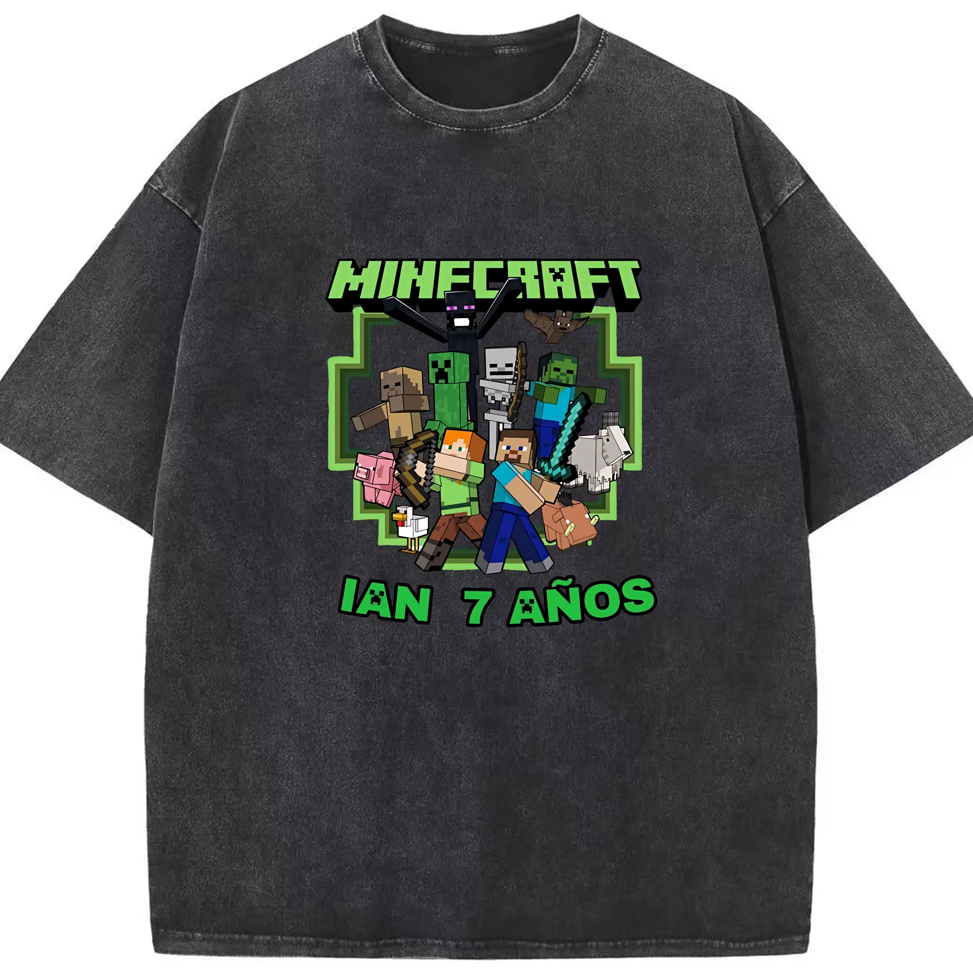 マイクラ グッズ  マイクラ - 綿100％ ヴィンテージ風 半袖Tシャツ ・ フロントプリント ・ 柔らか肌触り ・ 通気性 快適 ・ スポーツ カジュアル 外出用