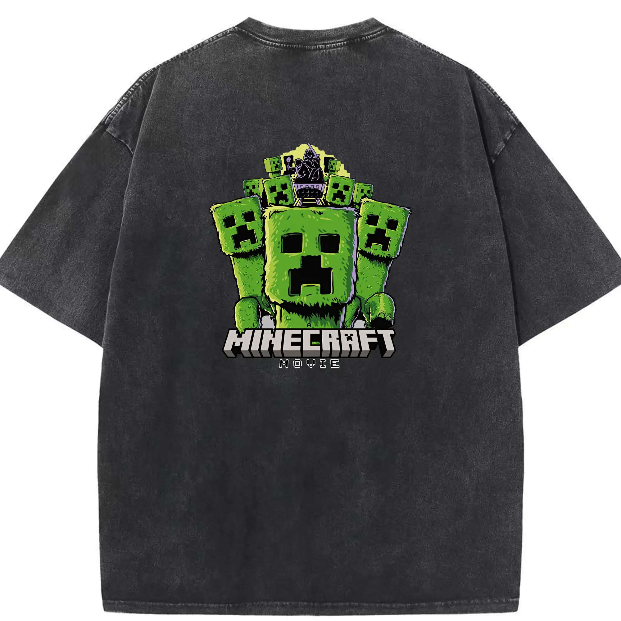 マイクラ グッズ  マイクラ - 綿100％ ヴィンテージ風 半袖Tシャツ ・ 背面プリント ・ 柔らか肌触り ・ 通気性 快適 ・ スポーツ カジュアル 外出用