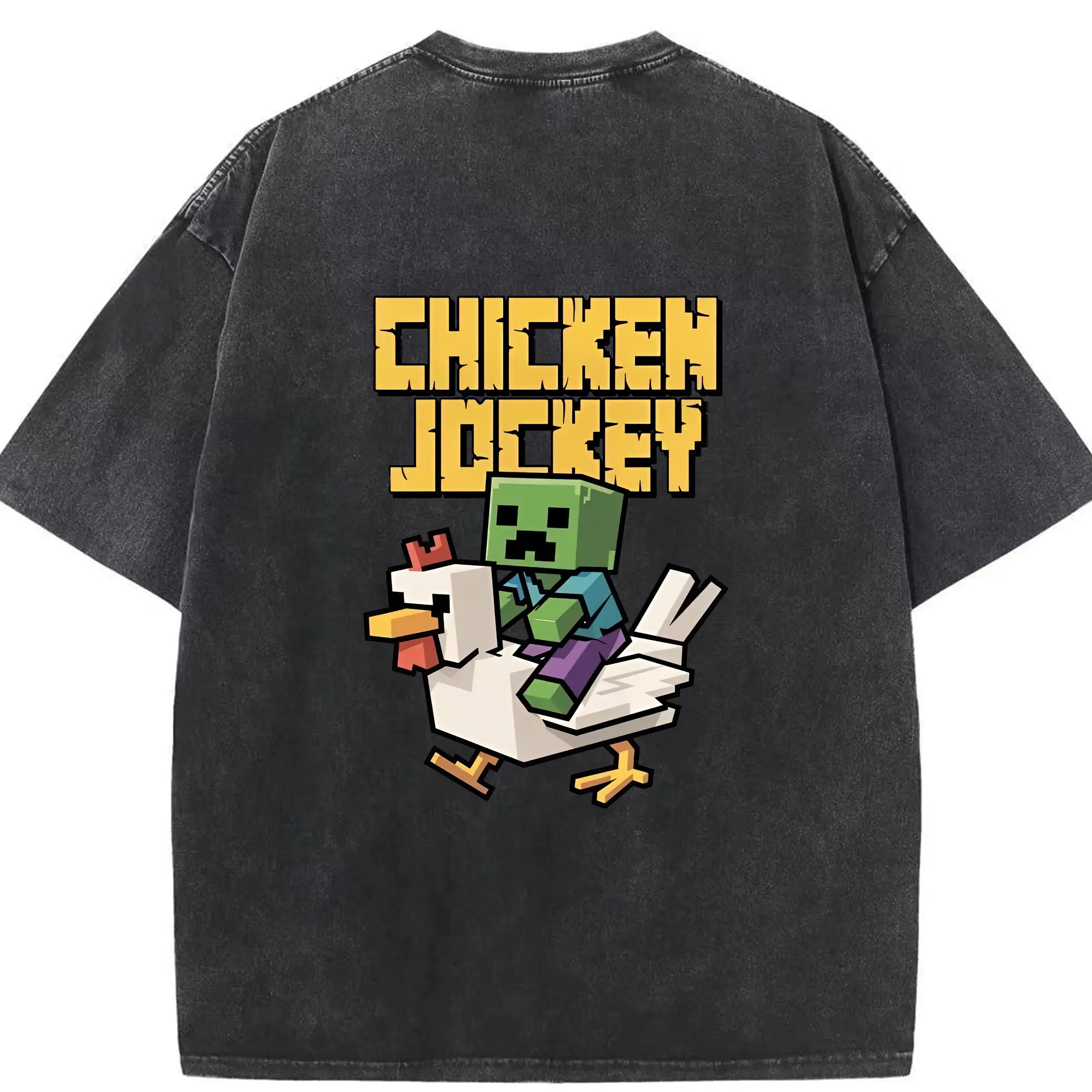 マイクラ グッズ  マイクラ - 綿100％ ヴィンテージ風 半袖Tシャツ ・ 背面プリント ・ 柔らか肌触り ・ 通気性 快適 ・ スポーツ カジュアル 外出用