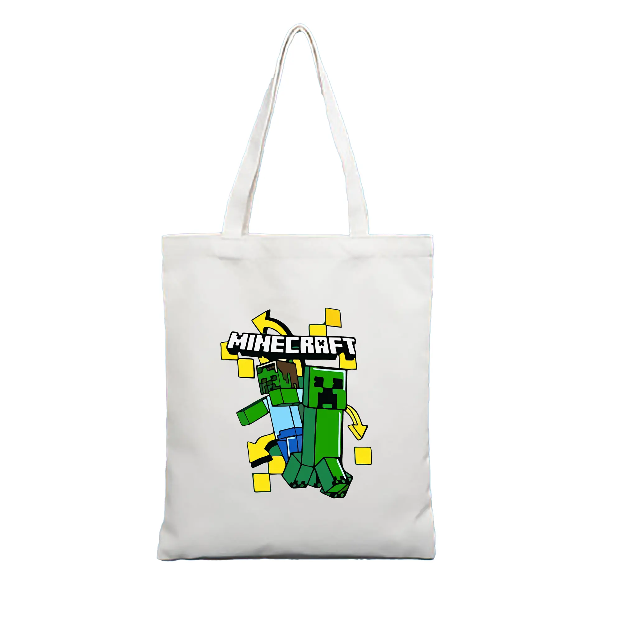 マイクラ グッズ  マイクラ - 縦型キャンバス手提げバッグ（トートバッグ） ・ キャンバス素材 ・ ショッピング用 ・ 軽量 丈夫 お手入れ簡単