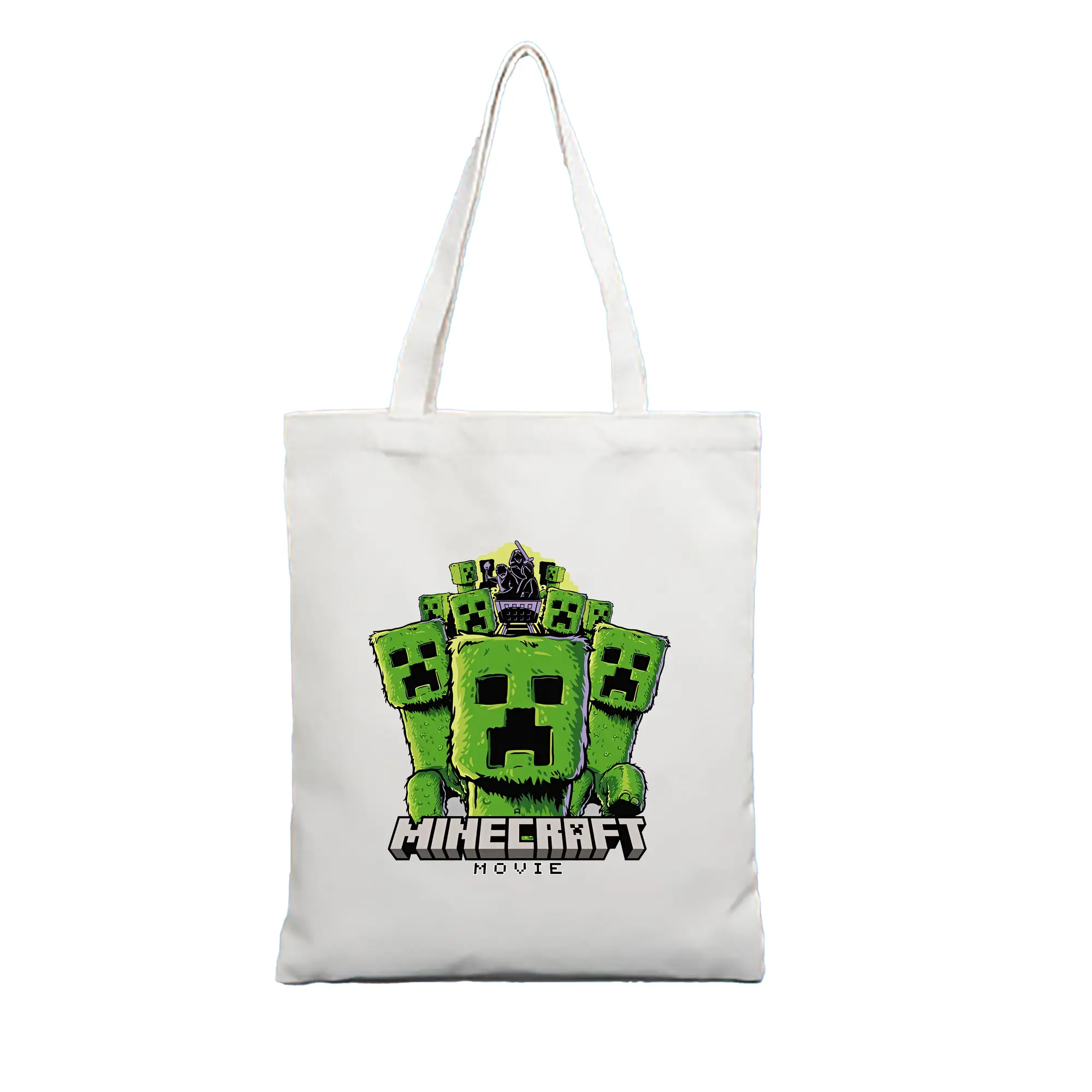 マイクラ グッズ  マイクラ - 縦型キャンバス手提げバッグ（トートバッグ） ・ キャンバス素材 ・ ショッピング用 ・ 軽量 丈夫 お手入れ簡単