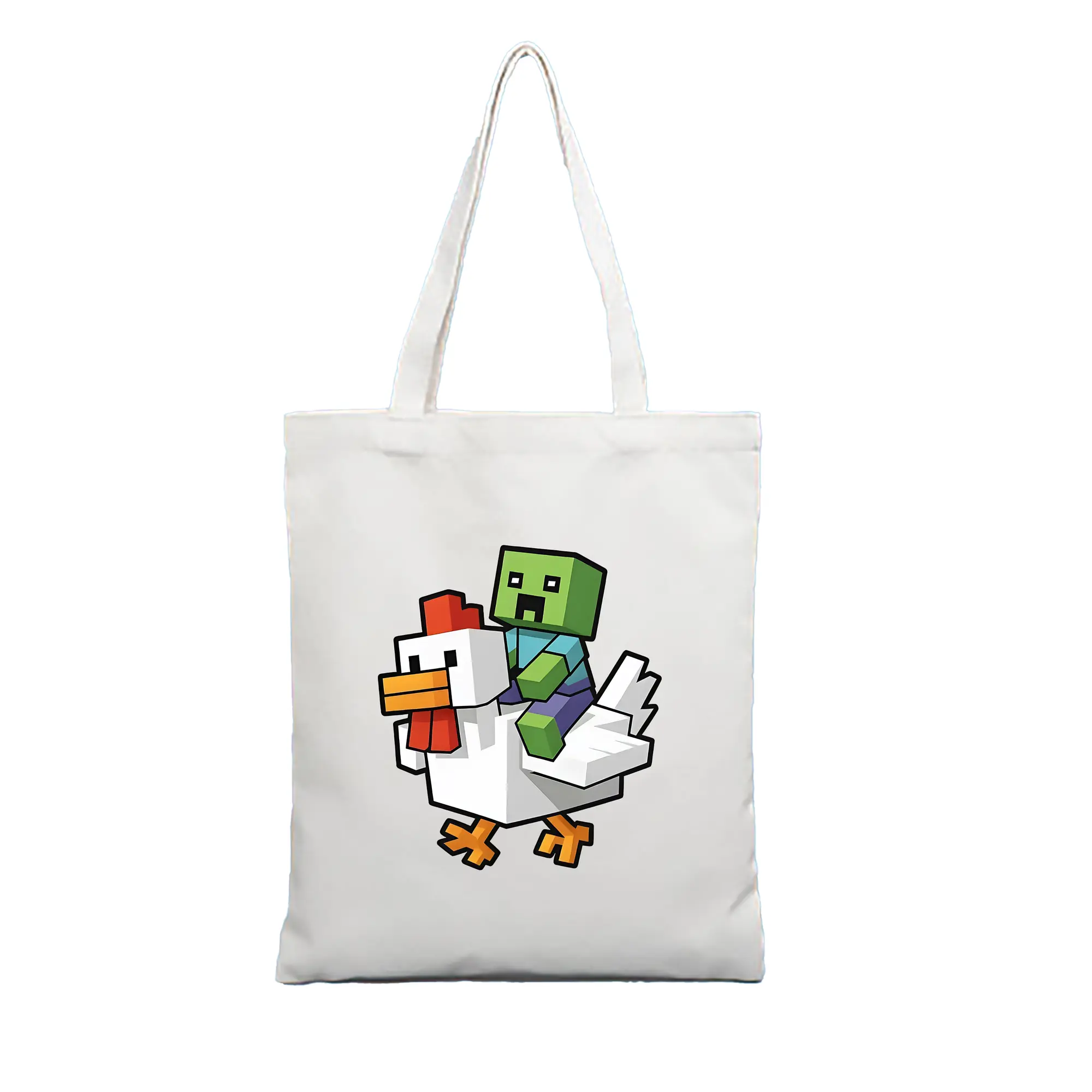 マイクラ グッズ  マイクラ - 縦型キャンバス手提げバッグ（トートバッグ） ・ キャンバス素材 ・ ショッピング用 ・ 軽量 丈夫 お手入れ簡単