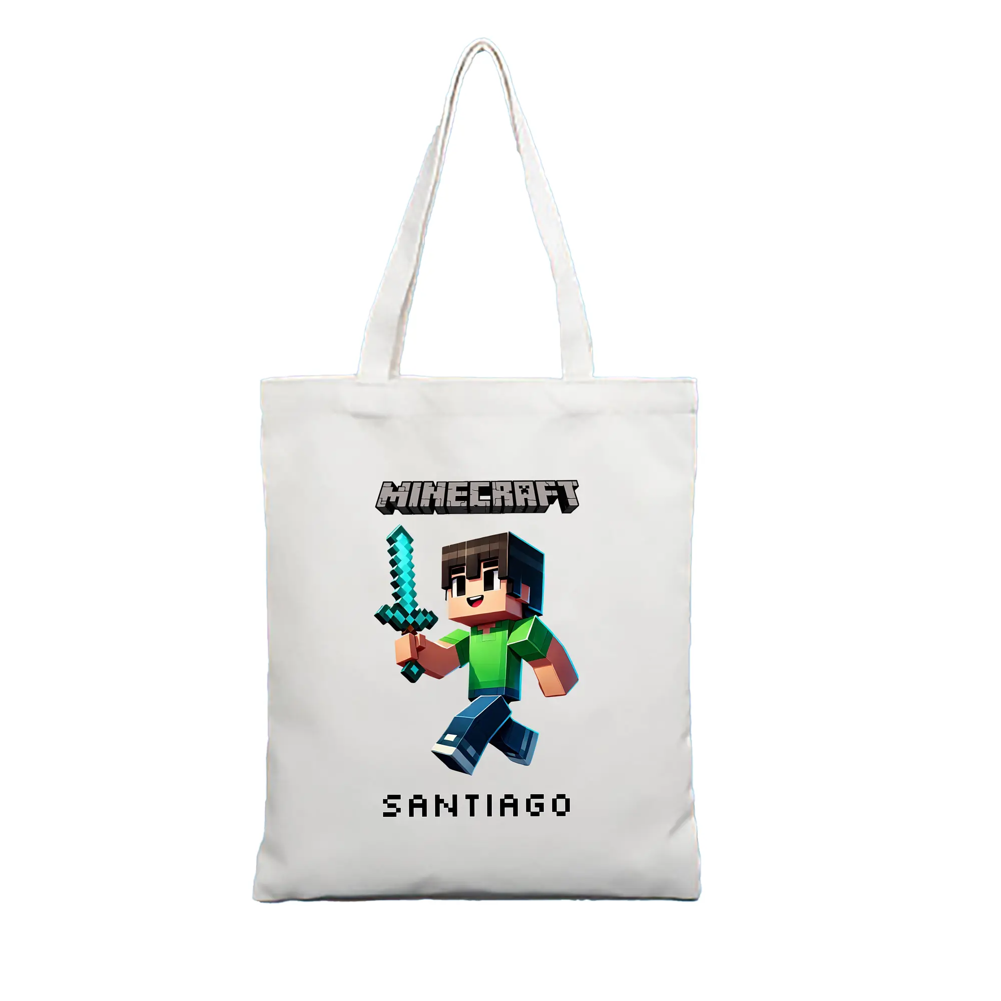 マイクラ グッズ  マイクラ - 縦型キャンバス手提げバッグ（トートバッグ） ・ キャンバス素材 ・ ショッピング用 ・ 軽量 丈夫 お手入れ簡単