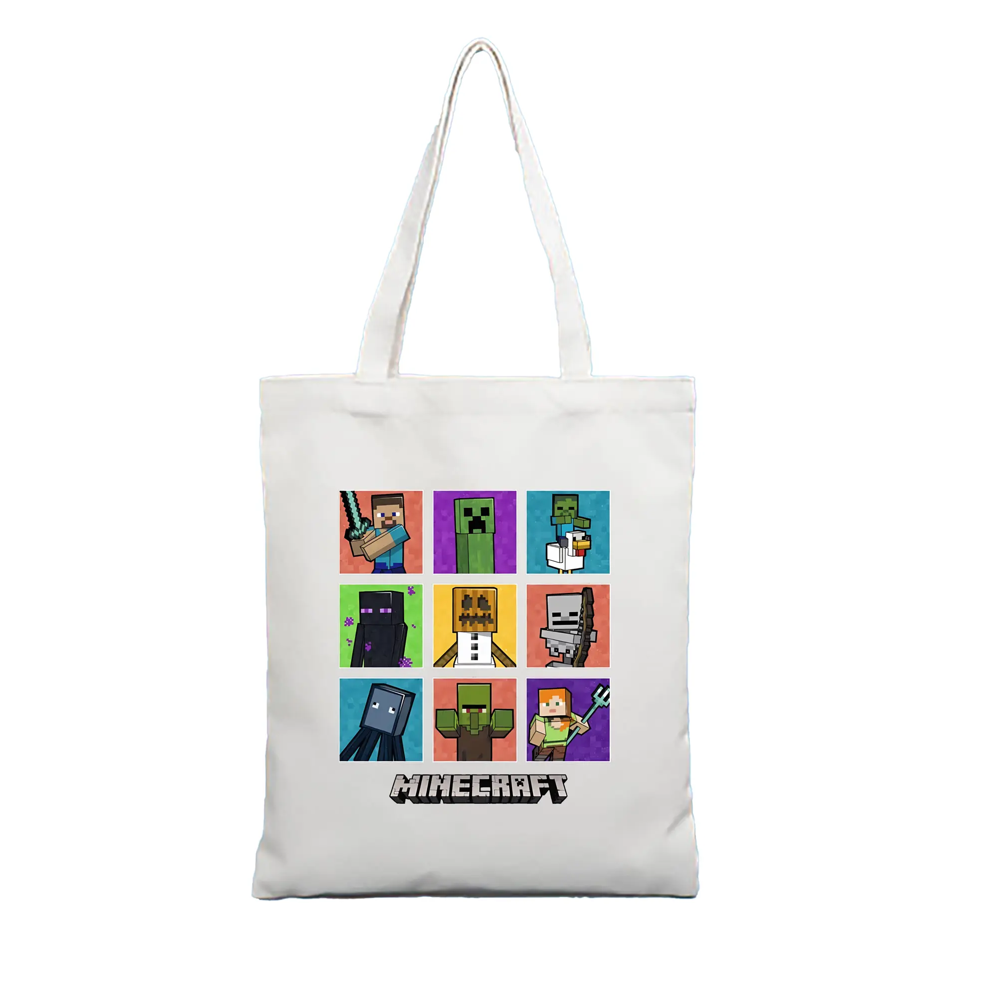 マイクラ グッズ  マイクラ - 縦型キャンバス手提げバッグ（トートバッグ） ・ キャンバス素材 ・ ショッピング用 ・ 軽量 丈夫 お手入れ簡単