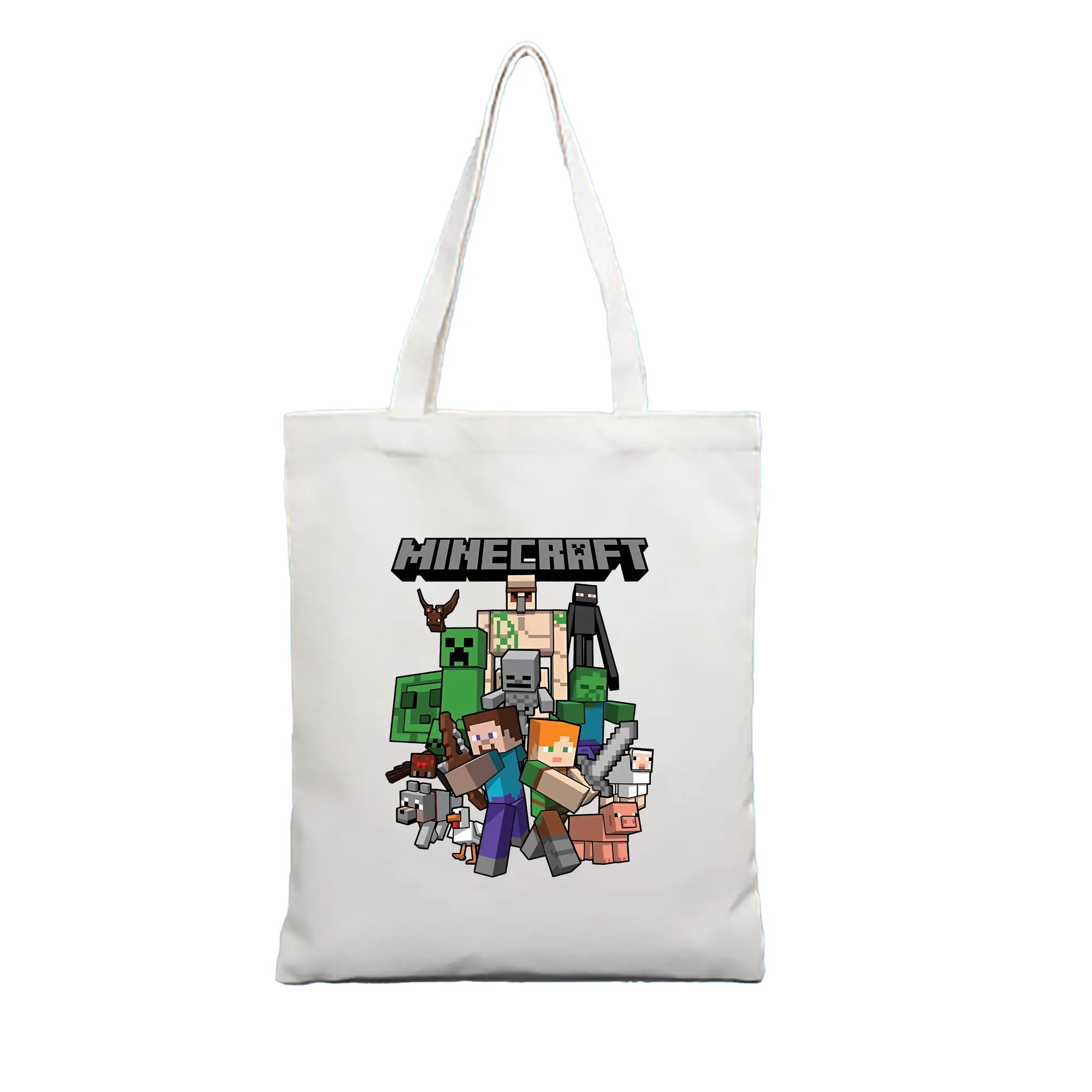 マイクラ グッズ  マイクラ - 縦型キャンバス手提げバッグ（トートバッグ） ・ キャンバス素材 ・ ショッピング用 ・ 軽量 丈夫 お手入れ簡単