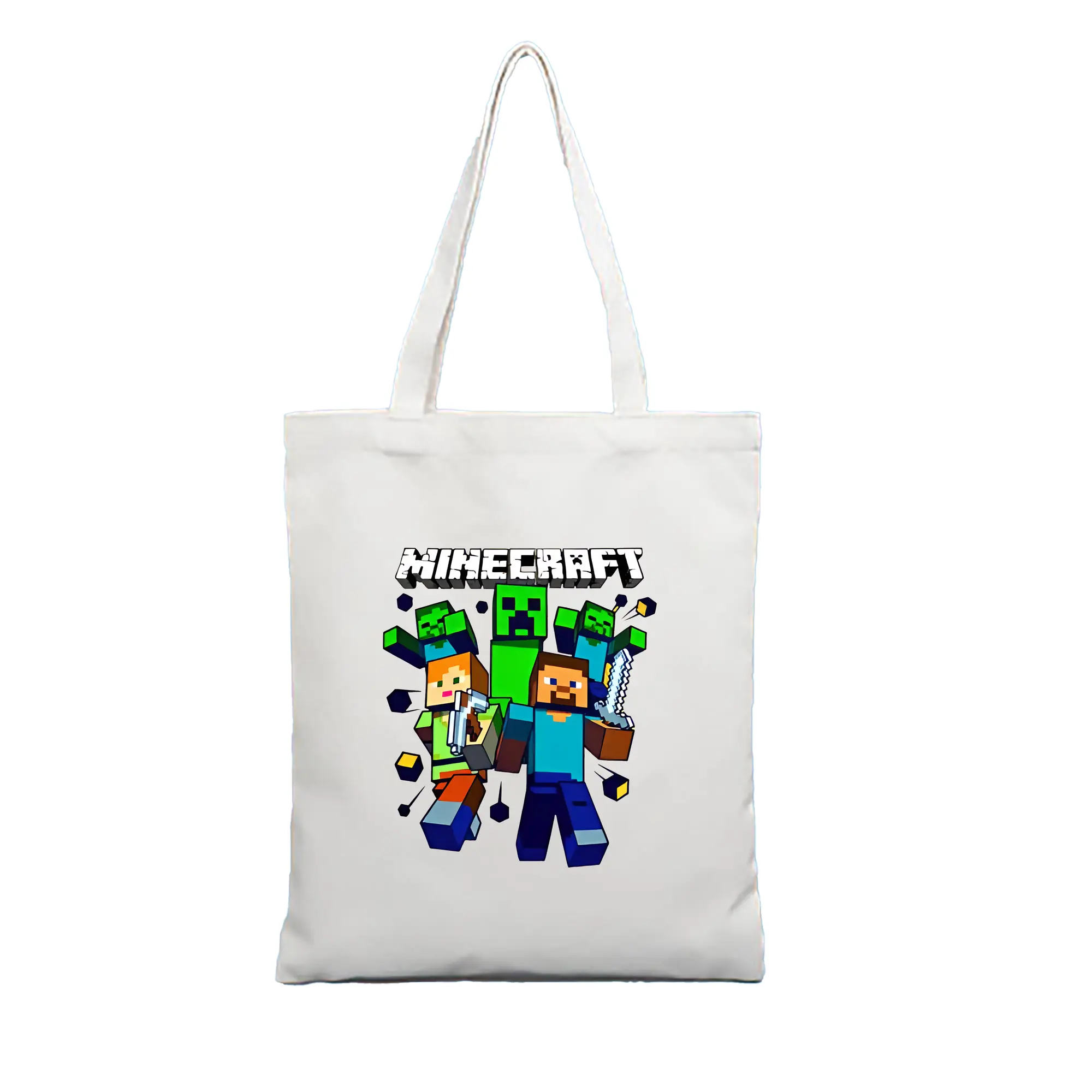 マイクラ グッズ  マイクラ - 縦型キャンバス手提げバッグ（トートバッグ） ・ キャンバス素材 ・ ショッピング用 ・ 軽量 丈夫 お手入れ簡単