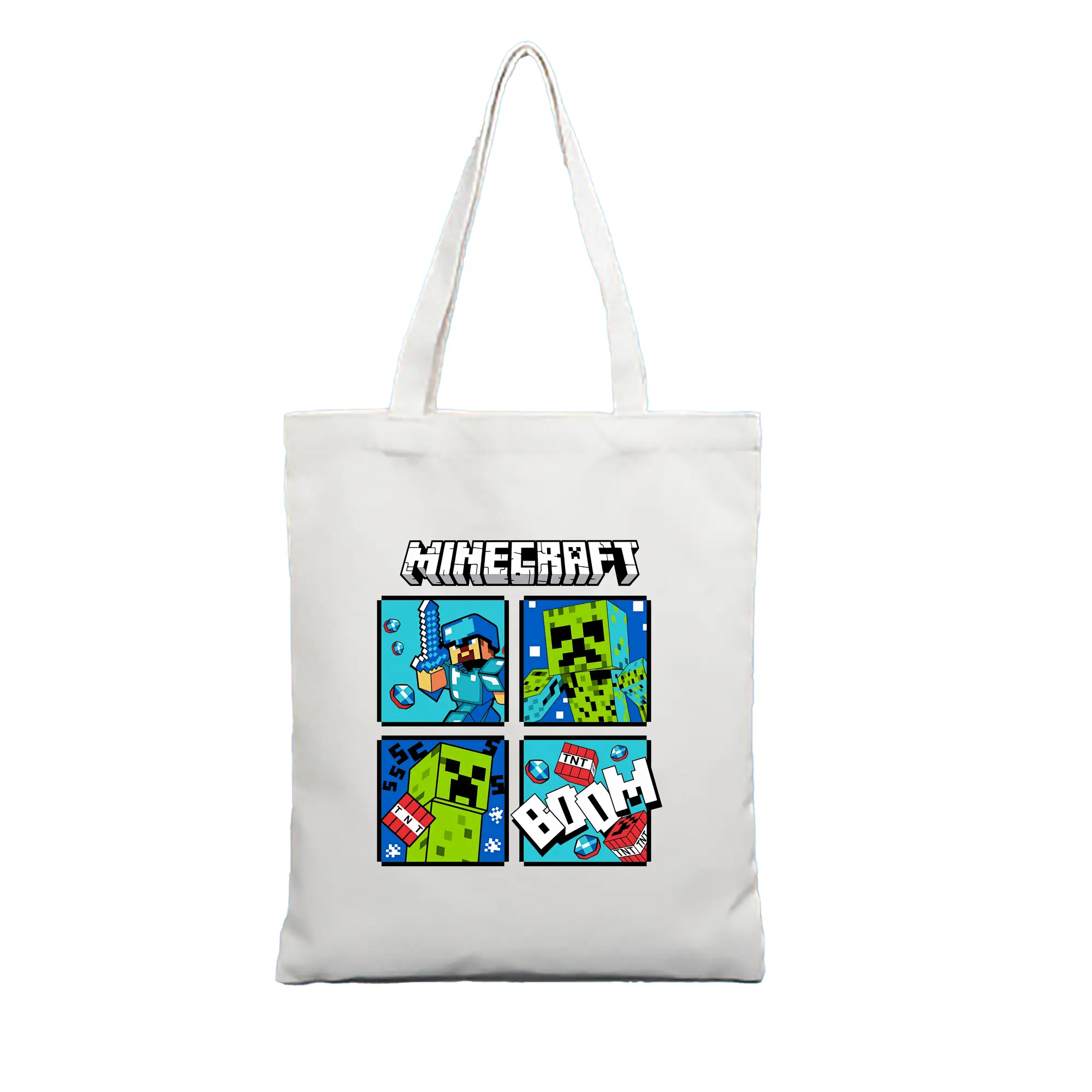 マイクラ グッズ  マイクラ - 縦型キャンバス手提げバッグ（トートバッグ） ・ キャンバス素材 ・ ショッピング用 ・ 軽量 丈夫 お手入れ簡単