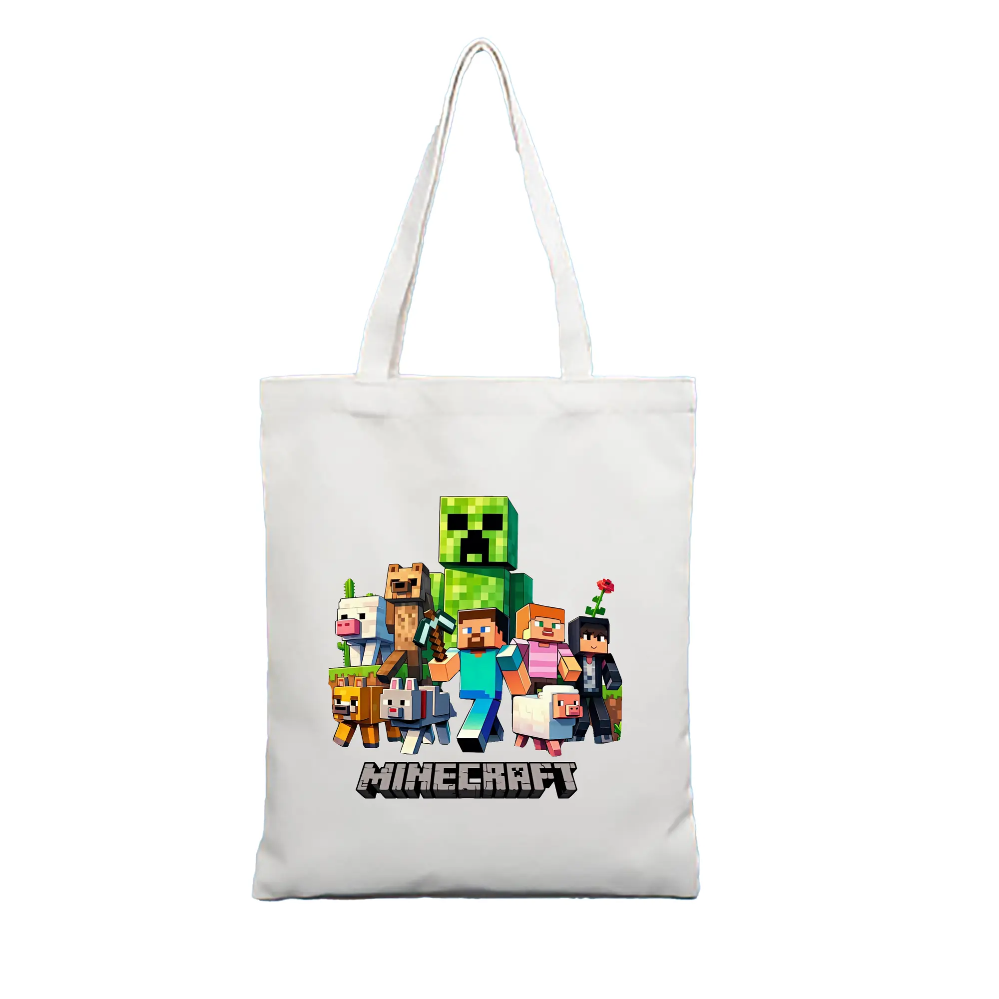 マイクラ グッズ  マイクラ - 縦型キャンバス手提げバッグ（トートバッグ） ・ キャンバス素材 ・ ショッピング用 ・ 軽量 丈夫 お手入れ簡単