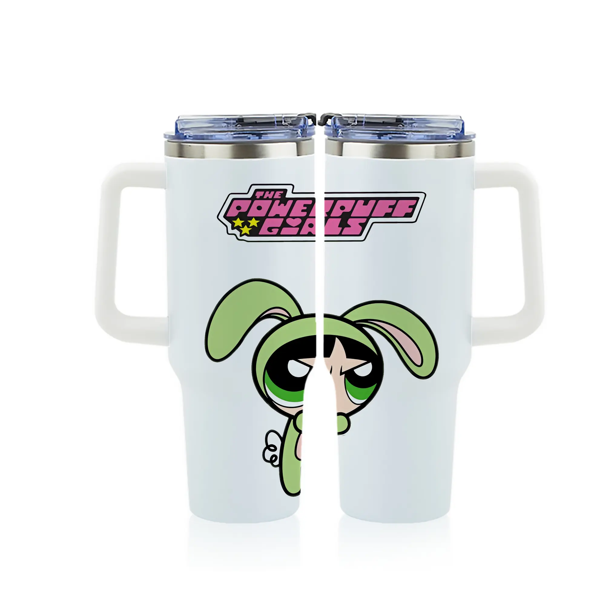 パワパフガールズ グッズ バターカップ - 1200mL フルプリント車用タンブラー ・ 304ステンレス 内側 ・ 201ステンレス 外側 ・ 保温 保冷 ・ 通勤 ドライブ アウトドア用