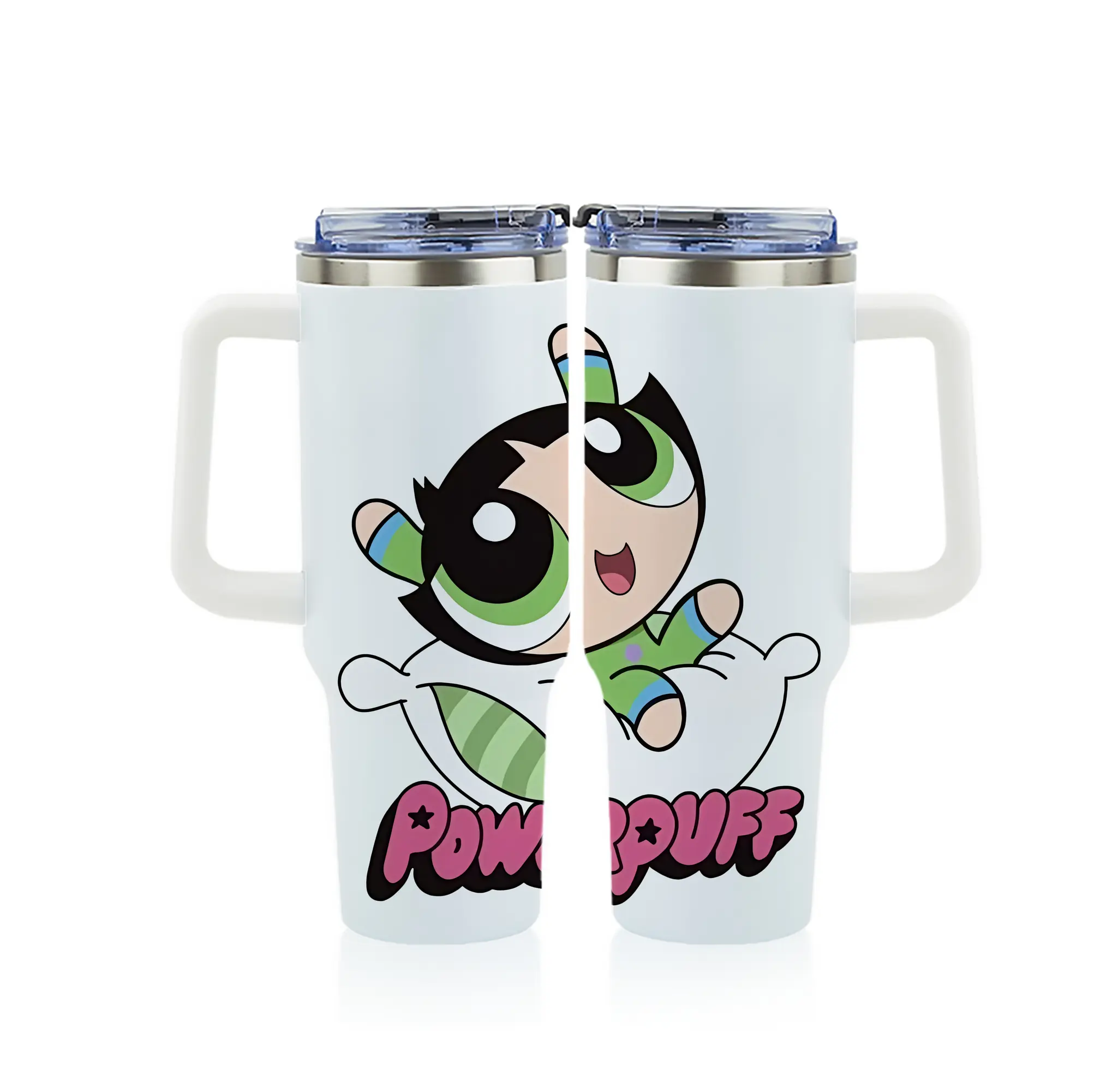 パワパフガールズ グッズ バターカップ - 1200mL フルプリント車用タンブラー ・ 304ステンレス 内側 ・ 201ステンレス 外側 ・ 保温 保冷 ・ 通勤 ドライブ アウトドア用