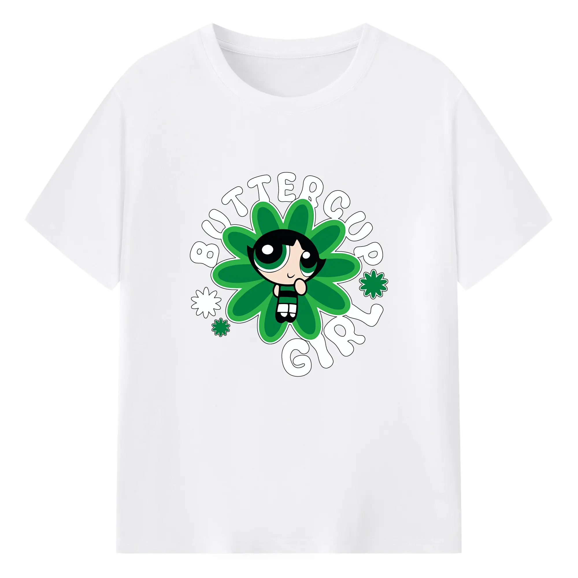 パワパフガールズ グッズ バターカップ - 綿100％ 半袖Tシャツ ・ フロントプリント ・ 快適 通気性 ・ 日常使い 散歩 スポーツ用