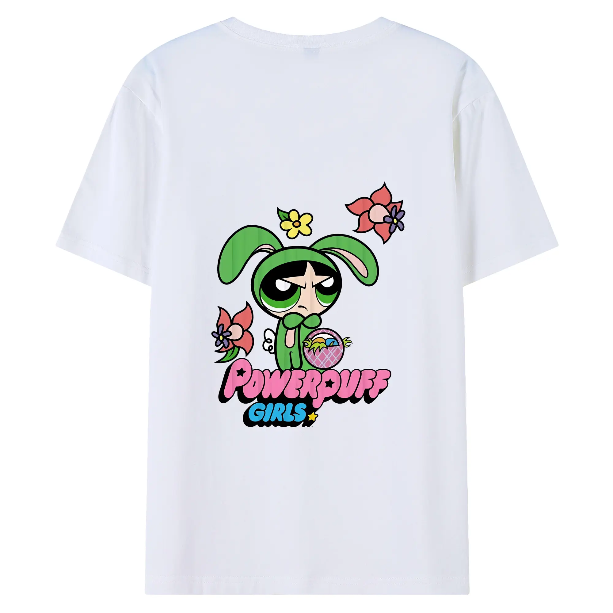 パワパフガールズ グッズ バターカップ - 綿100％ 半袖Tシャツ ・ バックプリント ・ 快適 通気性 ・ 日常使い 散歩 スポーツ用
