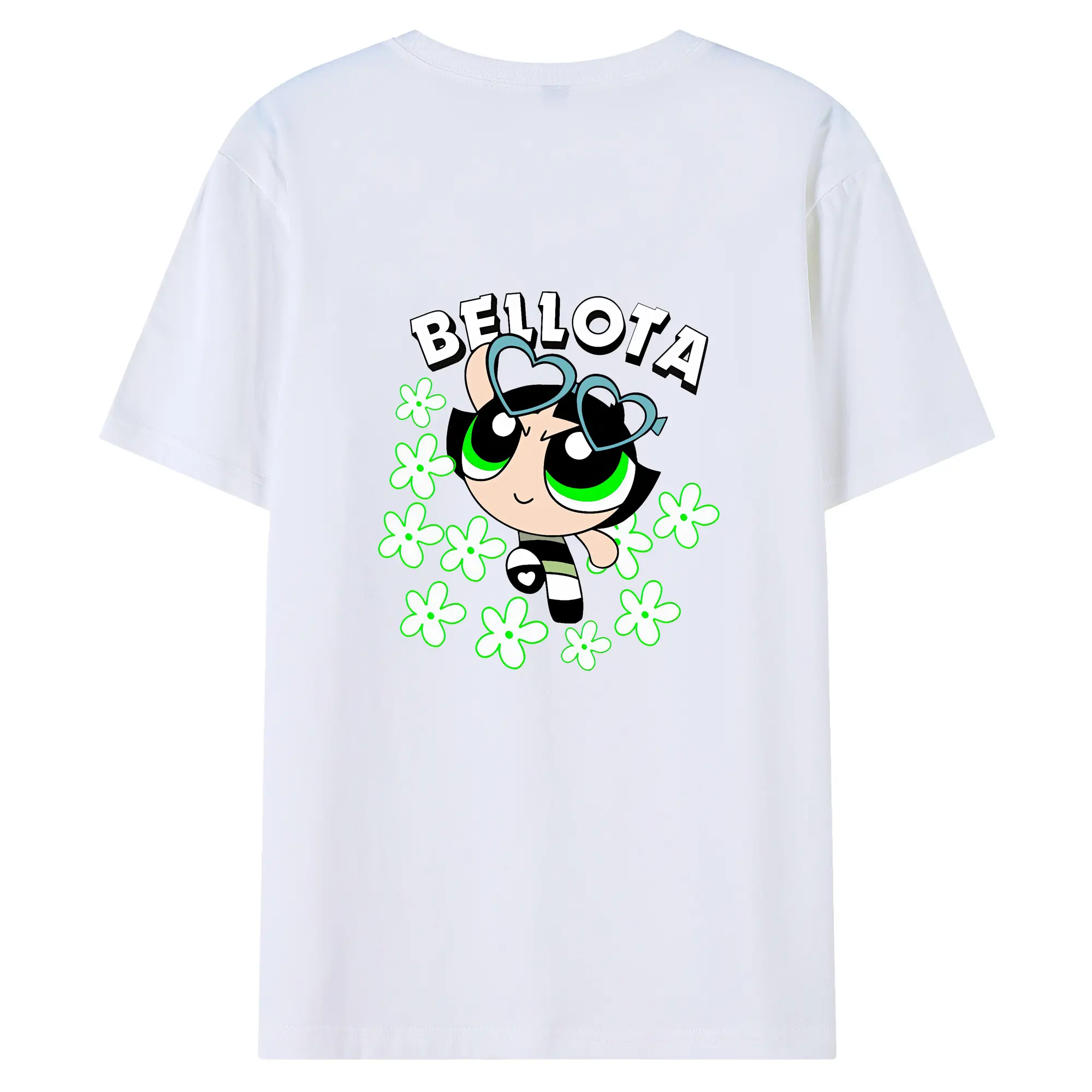 パワパフガールズ グッズ バターカップ - 綿100％ 半袖Tシャツ ・ バックプリント ・ 快適 通気性 ・ 日常使い 散歩 スポーツ用