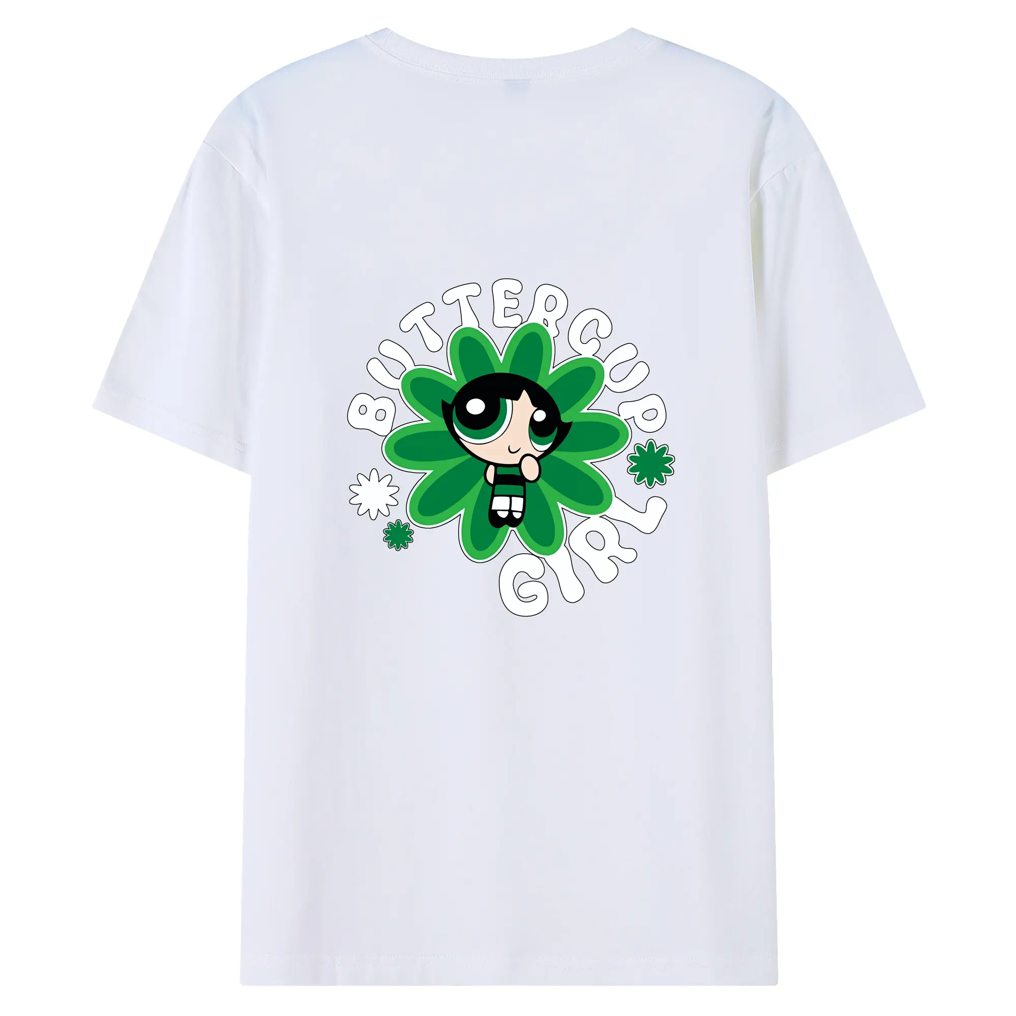 パワパフガールズ グッズ バターカップ - 綿100％ 半袖Tシャツ ・ バックプリント ・ 快適 通気性 ・ 日常使い 散歩 スポーツ用