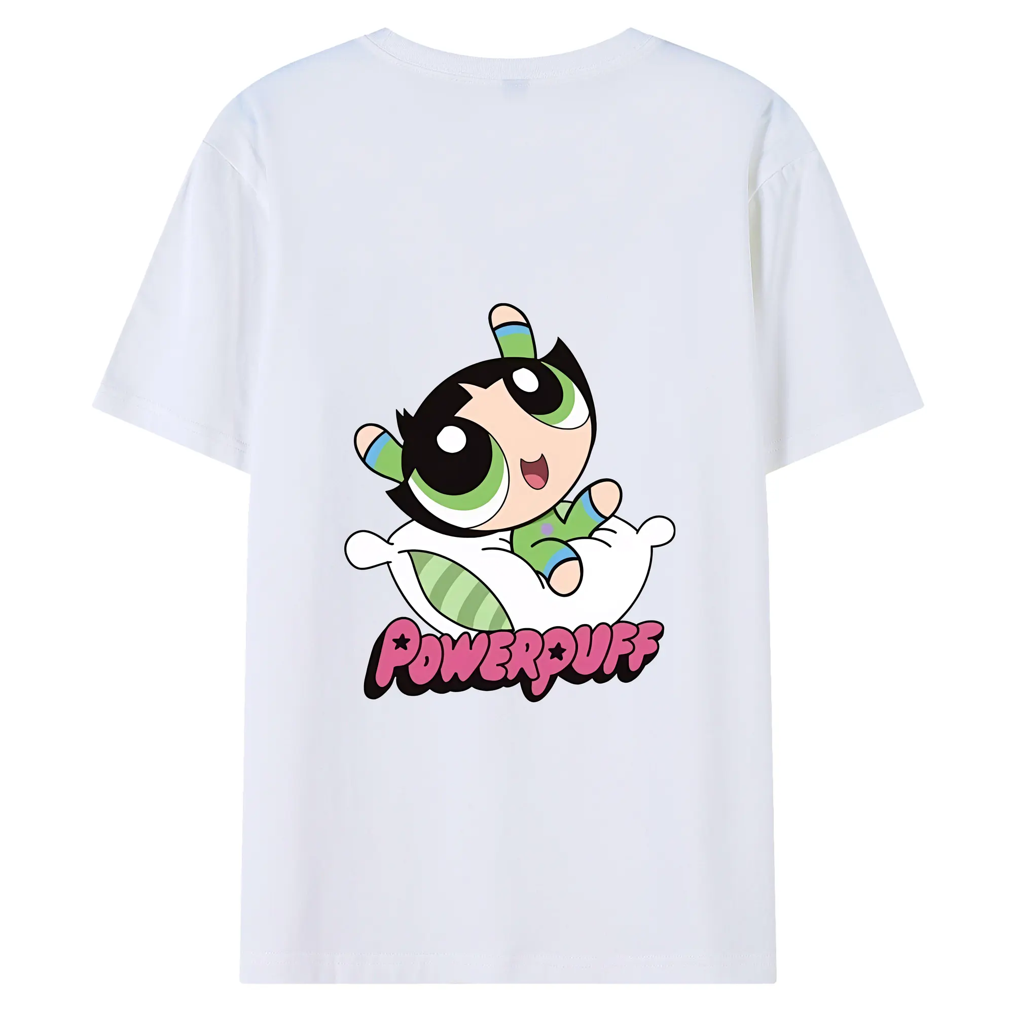 パワパフガールズ グッズ バターカップ - 綿100％ 半袖Tシャツ ・ バックプリント ・ 快適 通気性 ・ 日常使い 散歩 スポーツ用