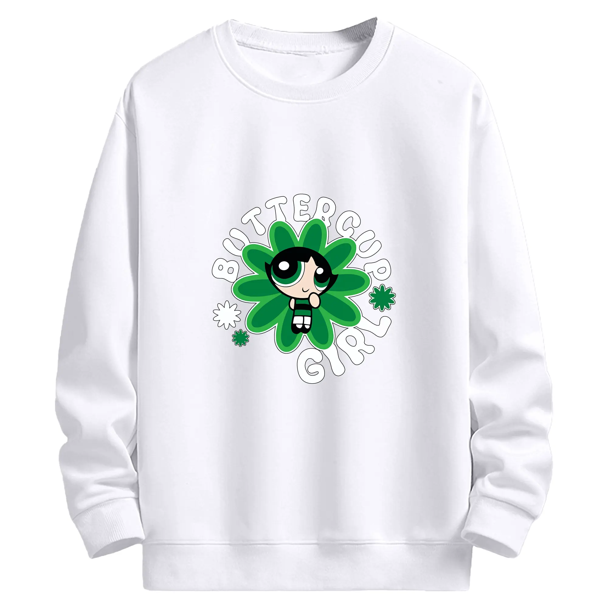 パワパフガールズ グッズ バターカップ - 高品質 クルーネック スウェット ・ コットン59％ ポリエステル41％ ・ ユニセックス 長袖 トレーナー ・ カジュアル デイリー スポーツ 散歩用