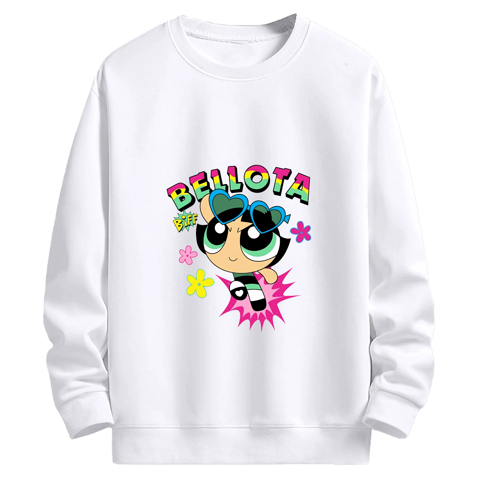 パワパフガールズ グッズ バターカップ - 高品質 クルーネック スウェット ・ コットン59％ ポリエステル41％ ・ ユニセックス 長袖 トレーナー ・ カジュアル デイリー スポーツ 散歩用