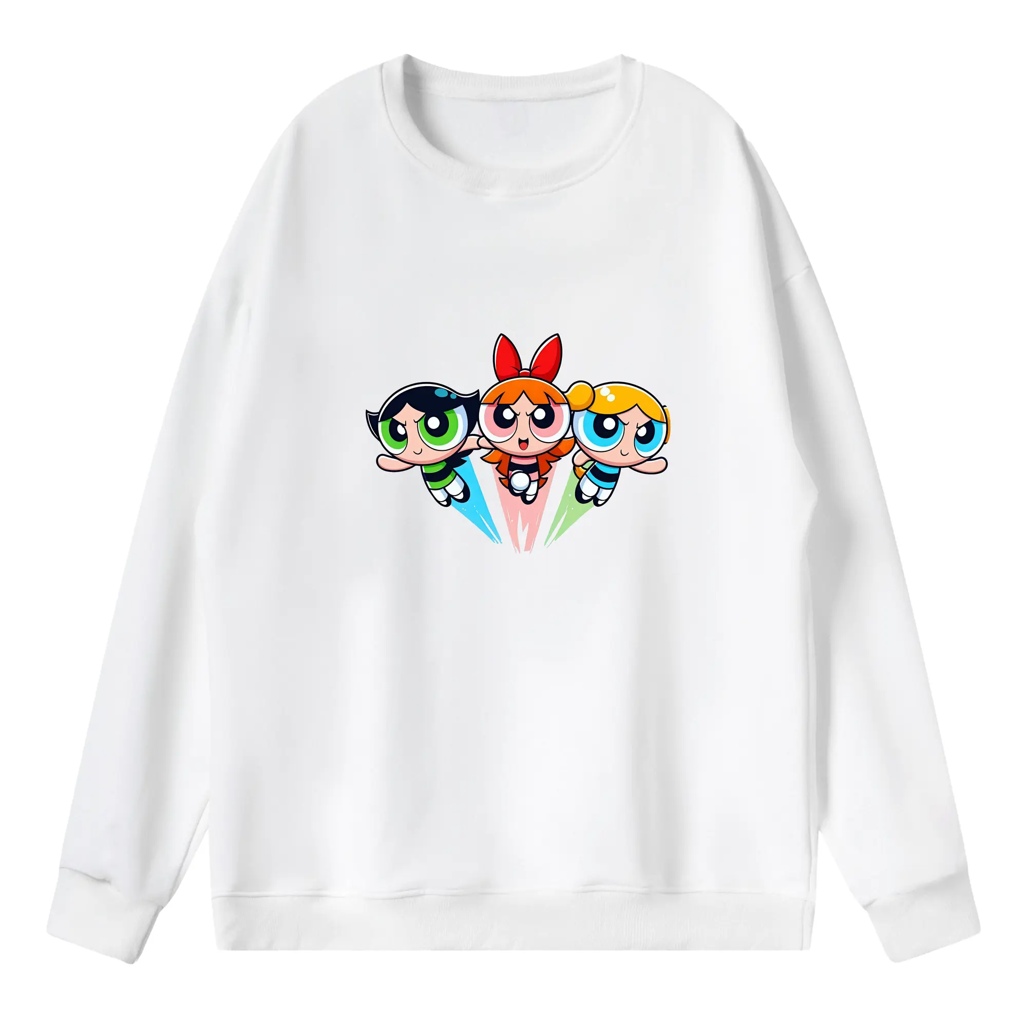 パワパフガールズ グッズ バターカップ - 薄手 クルーネック スウェット 裏毛260g · ポリエステル 春秋向け カジュアル 男女兼用 · トレーナー デイリー スポーツ 散歩に最適