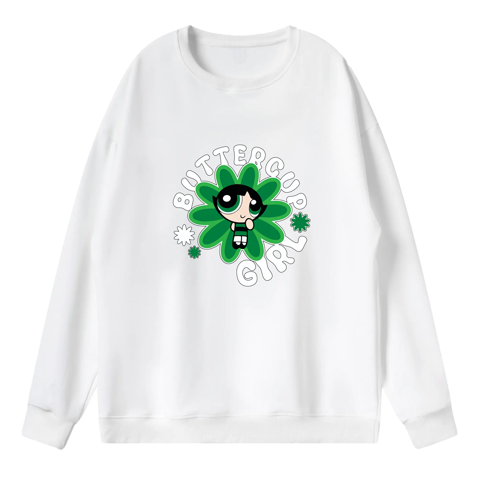 パワパフガールズ グッズ バターカップ - 薄手 クルーネック スウェット 裏毛260g · ポリエステル 春秋向け カジュアル 男女兼用 · トレーナー デイリー スポーツ 散歩に最適