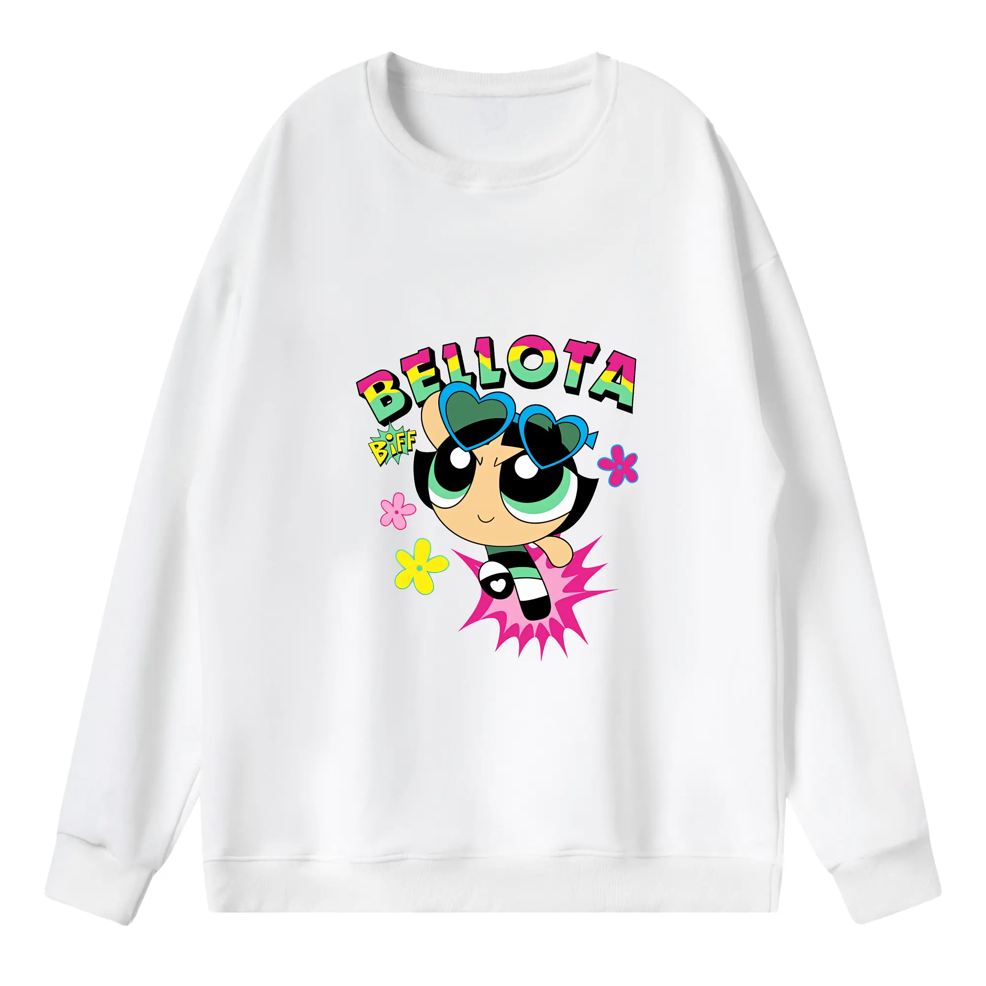 パワパフガールズ グッズ バターカップ - 薄手 クルーネック スウェット 裏毛260g · ポリエステル 春秋向け カジュアル 男女兼用 · トレーナー デイリー スポーツ 散歩に最適