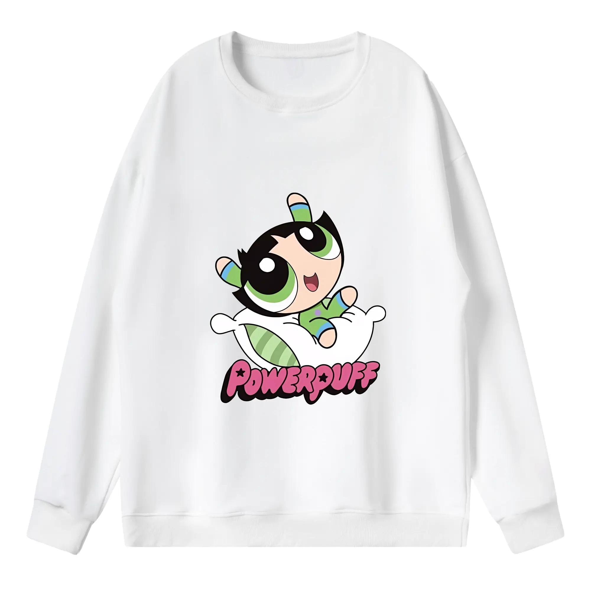 パワパフガールズ グッズ バターカップ - 薄手 クルーネック スウェット 裏毛260g · ポリエステル 春秋向け カジュアル 男女兼用 · トレーナー デイリー スポーツ 散歩に最適