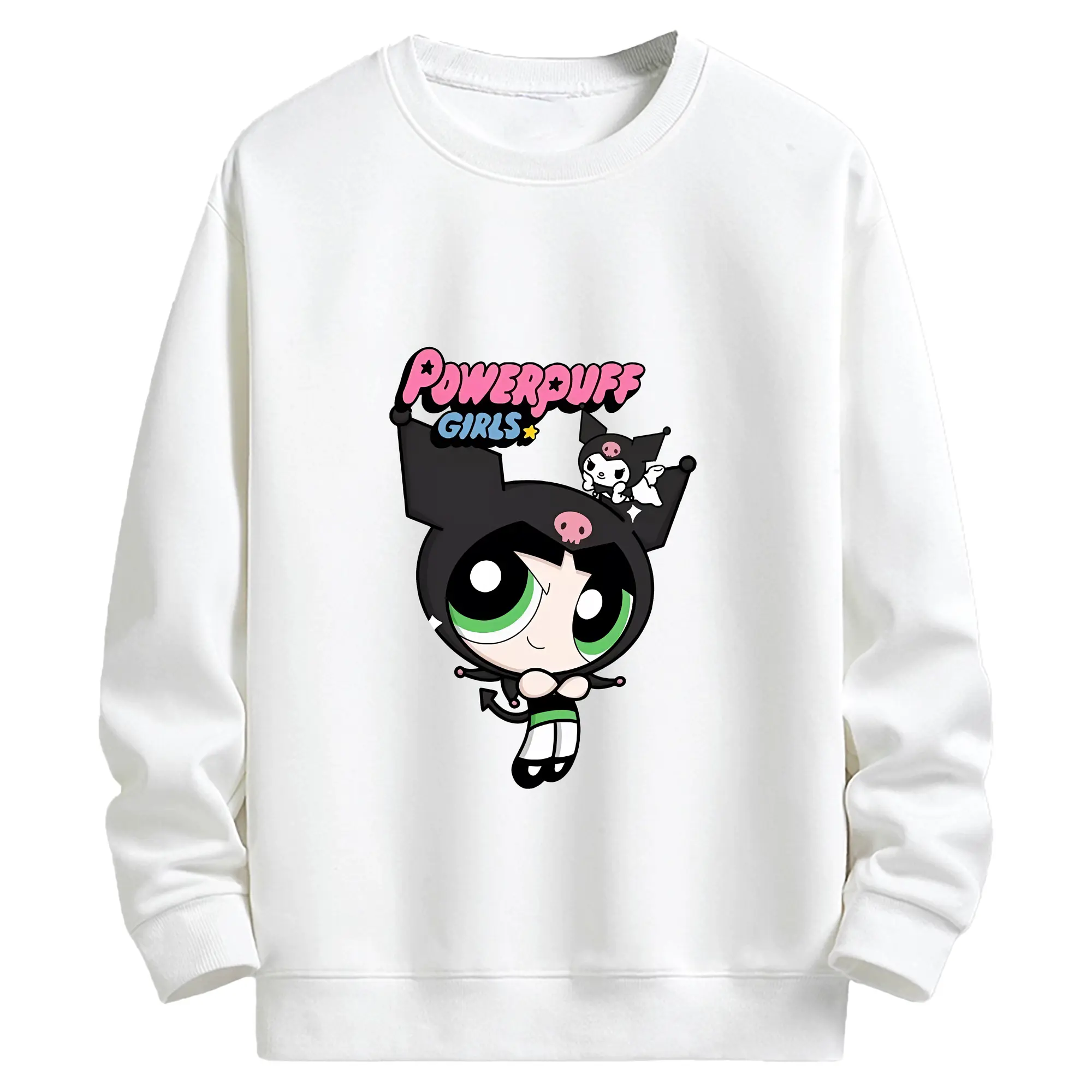 パワパフガールズ グッズ バターカップ - キッズ クルーネックスウェットシャツ ・ フロントプリント ・ 綿80％ ポリエステル20％ ・ 快適 通学 スポーツ 日常使い お散歩用