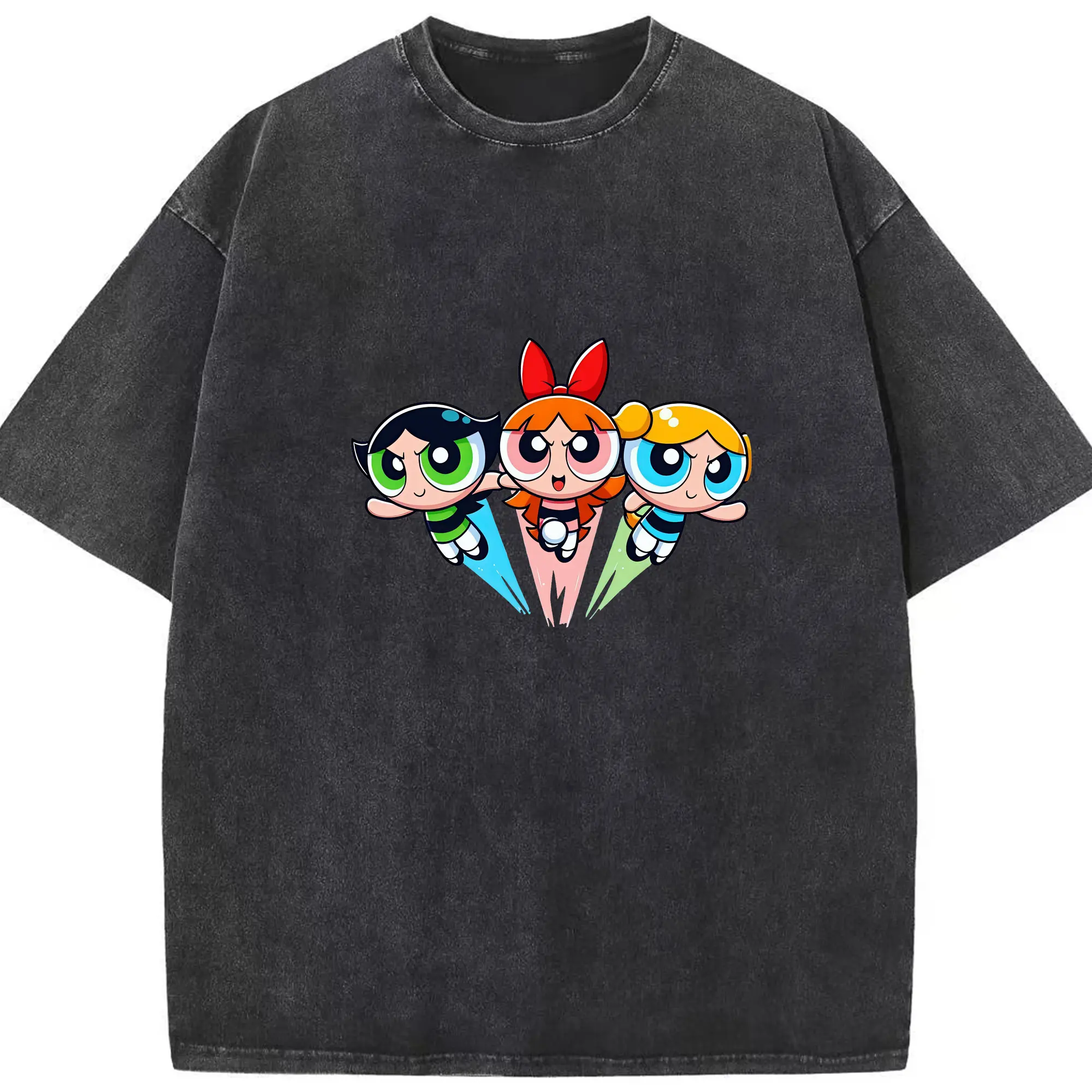 パワパフガールズ グッズ バターカップ - 綿100％ ヴィンテージ風 半袖Tシャツ ・ フロントプリント ・ 柔らか肌触り ・ 通気性 快適 ・ スポーツ カジュアル 外出用