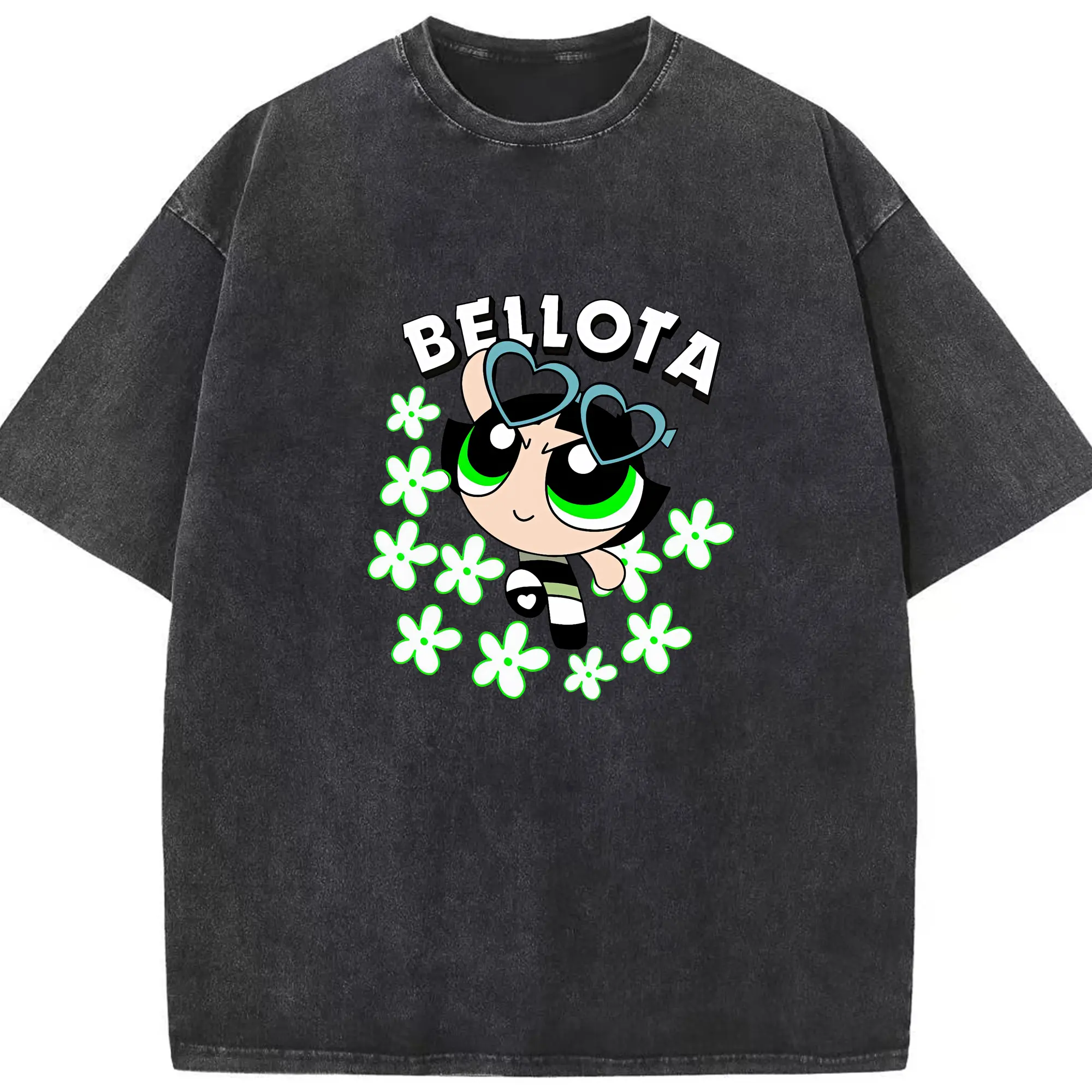 パワパフガールズ グッズ バターカップ - 綿100％ ヴィンテージ風 半袖Tシャツ ・ フロントプリント ・ 柔らか肌触り ・ 通気性 快適 ・ スポーツ カジュアル 外出用