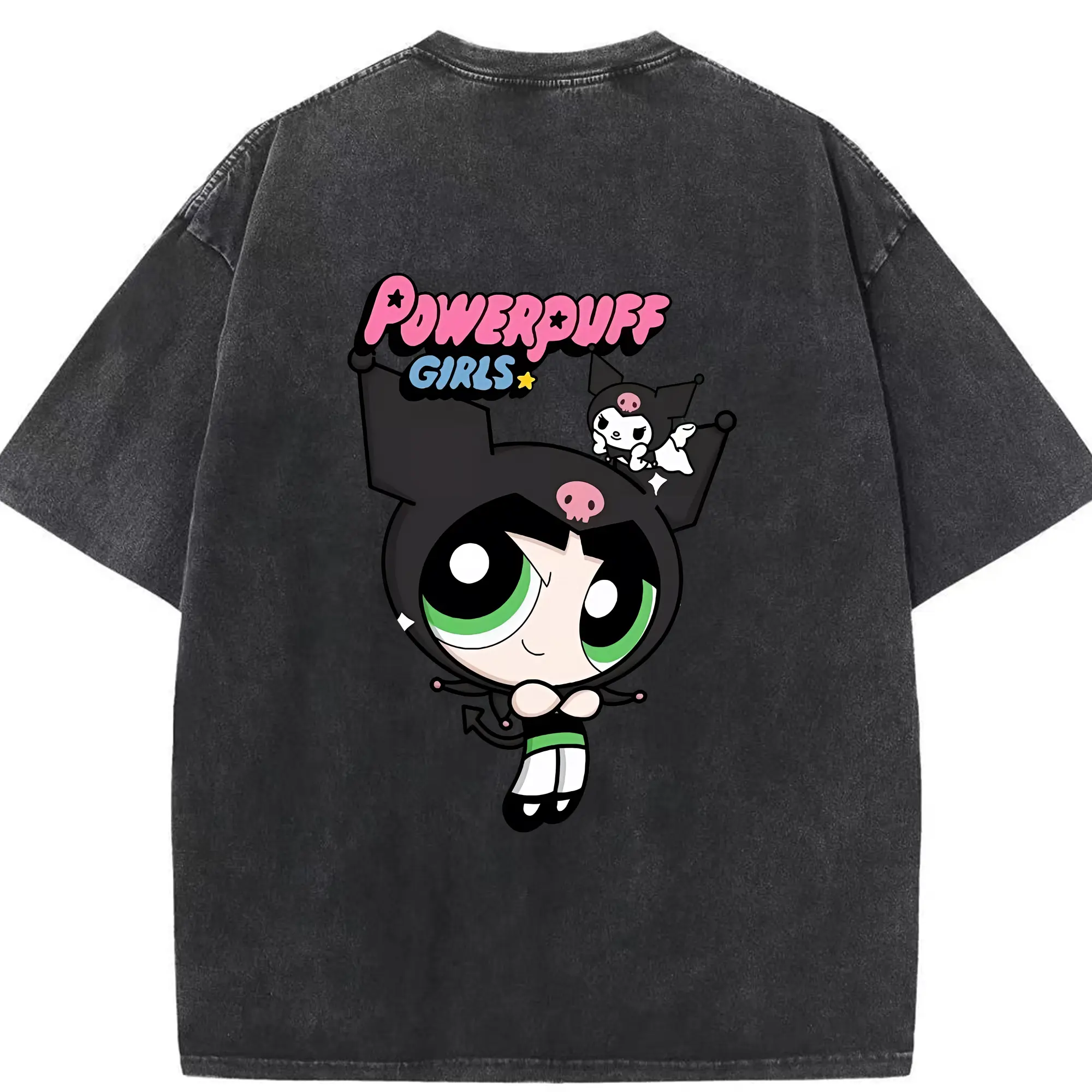 パワパフガールズ グッズ バターカップ - 綿100％ ヴィンテージ風 半袖Tシャツ ・ 背面プリント ・ 柔らか肌触り ・ 通気性 快適 ・ スポーツ カジュアル 外出用