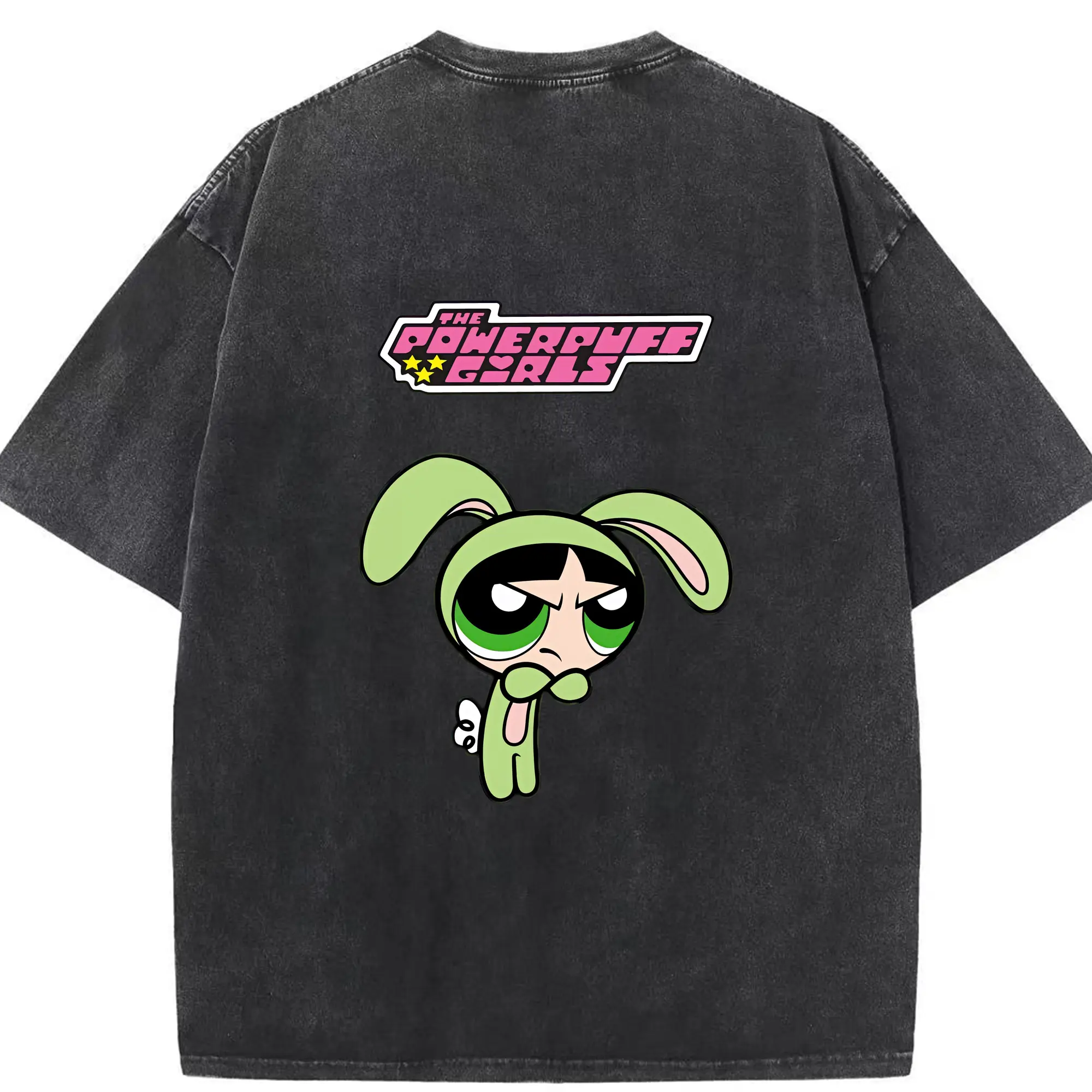 パワパフガールズ グッズ バターカップ - 綿100％ ヴィンテージ風 半袖Tシャツ ・ 背面プリント ・ 柔らか肌触り ・ 通気性 快適 ・ スポーツ カジュアル 外出用