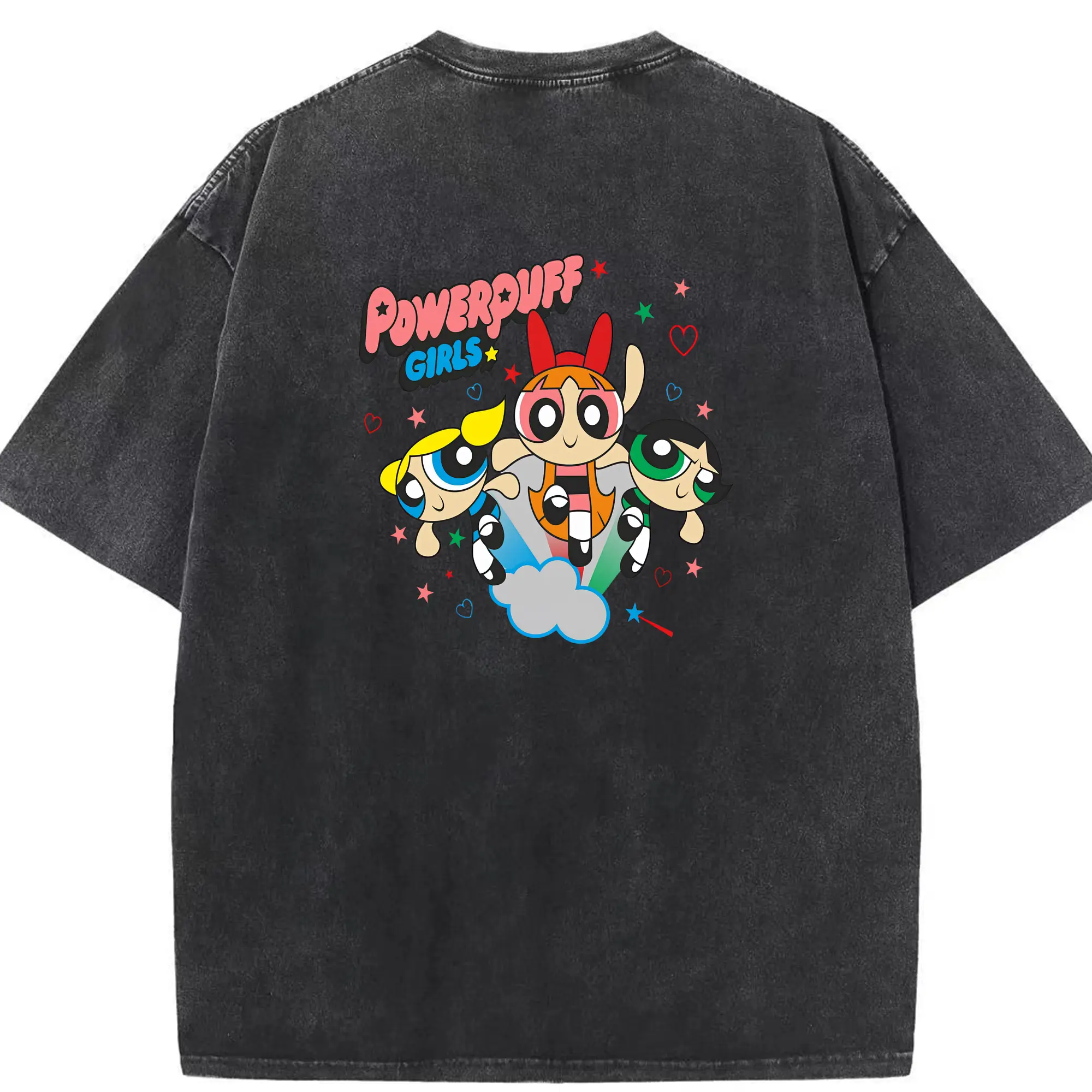 パワパフガールズ グッズ バターカップ - 綿100％ ヴィンテージ風 半袖Tシャツ ・ 背面プリント ・ 柔らか肌触り ・ 通気性 快適 ・ スポーツ カジュアル 外出用