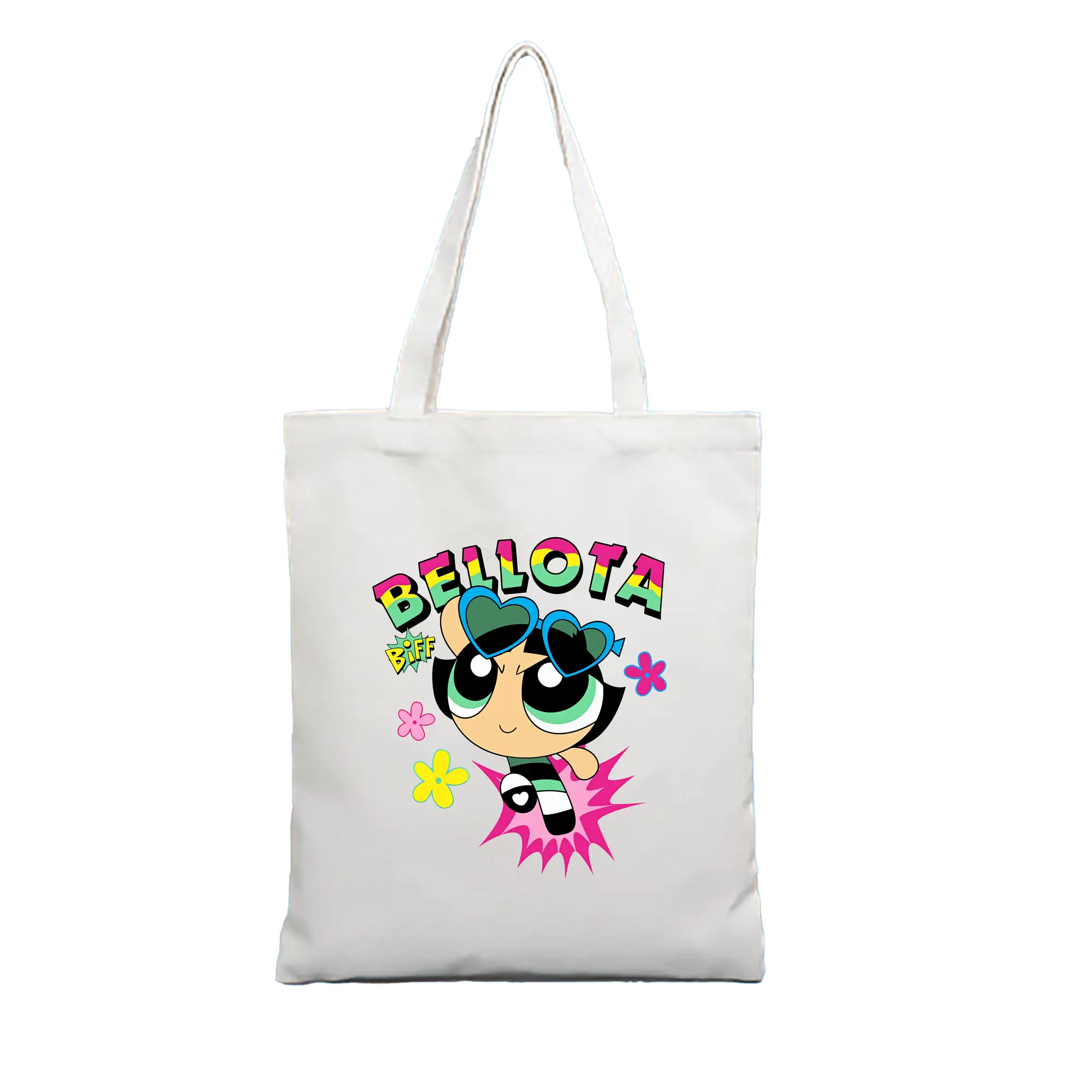 パワパフガールズ グッズ バターカップ - 縦型キャンバス手提げバッグ（トートバッグ） ・ キャンバス素材 ・ ショッピング用 ・ 軽量 丈夫 お手入れ簡単