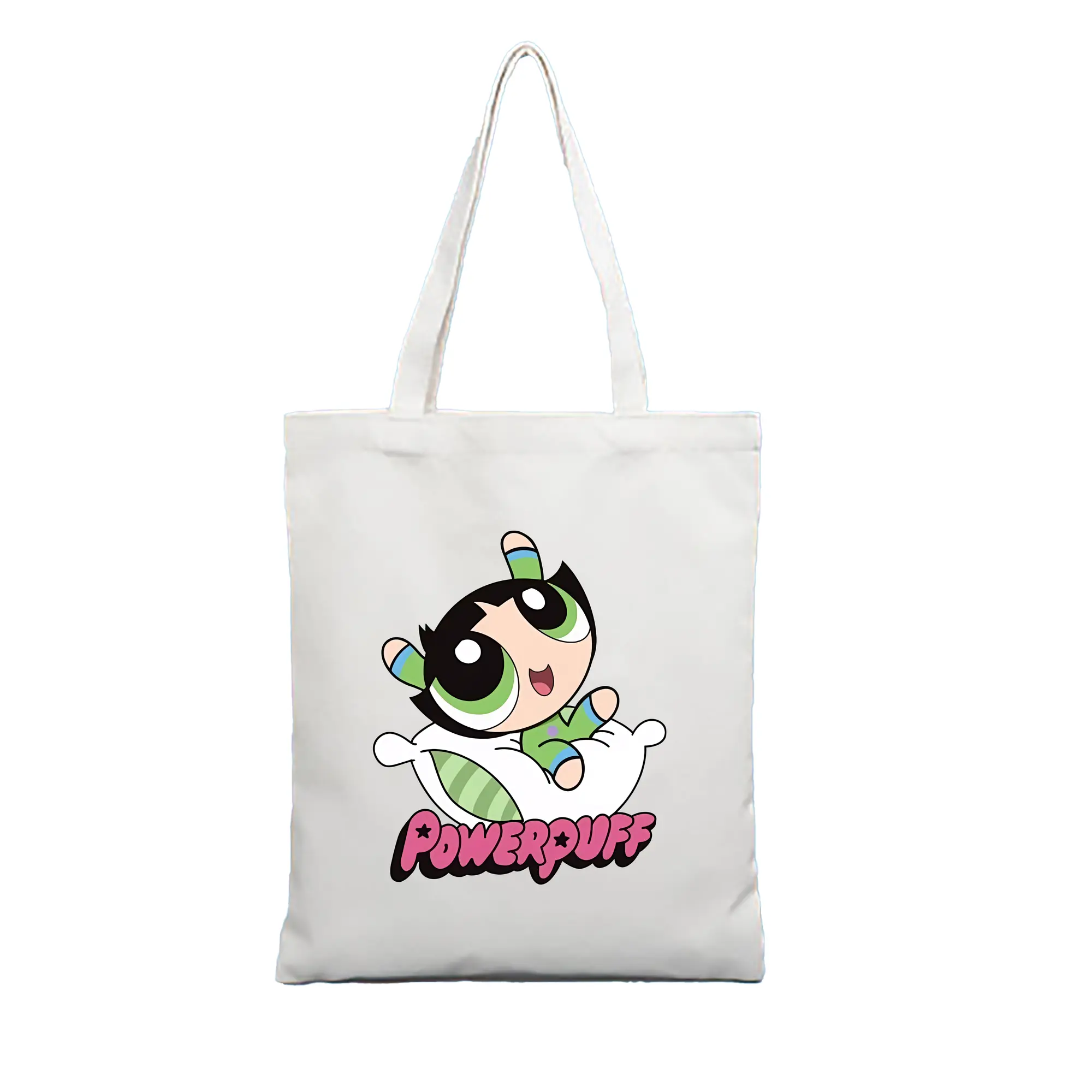 パワパフガールズ グッズ バターカップ - 縦型キャンバス手提げバッグ（トートバッグ） ・ キャンバス素材 ・ ショッピング用 ・ 軽量 丈夫 お手入れ簡単