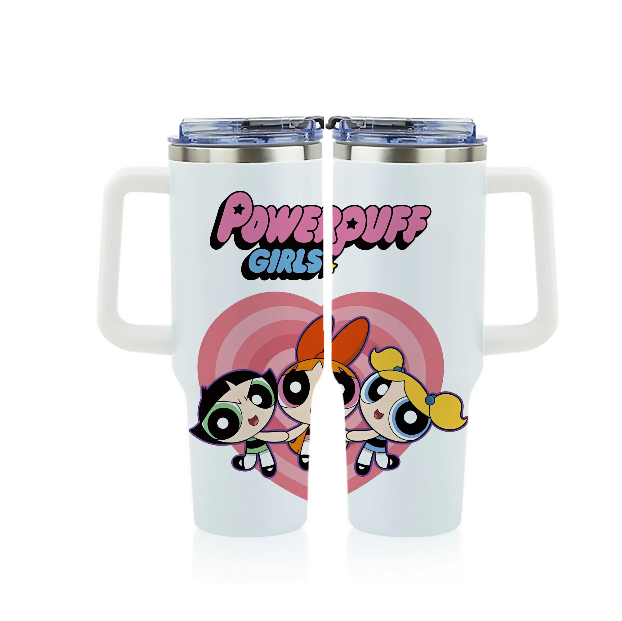 パワパフガールズ グッズ バブルス - 1200mL フルプリント車用タンブラー ・ 304ステンレス 内側 ・ 201ステンレス 外側 ・ 保温 保冷 ・ 通勤 ドライブ アウトドア用