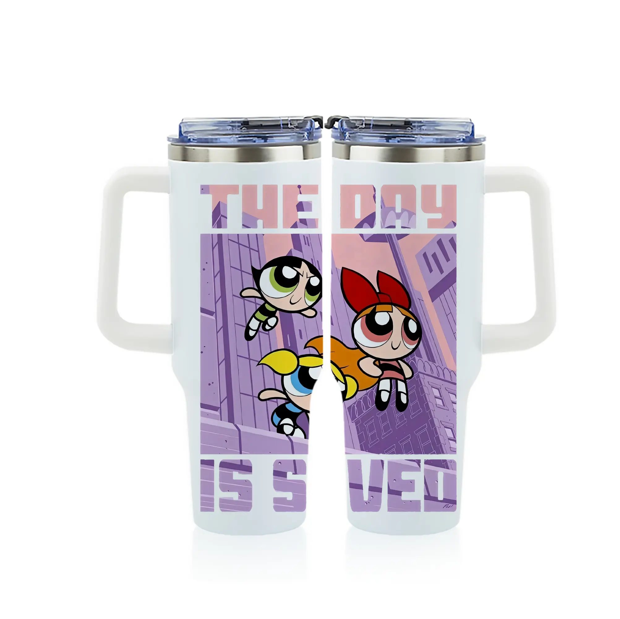パワパフガールズ グッズ バブルス - 1200mL フルプリント車用タンブラー ・ 304ステンレス 内側 ・ 201ステンレス 外側 ・ 保温 保冷 ・ 通勤 ドライブ アウトドア用
