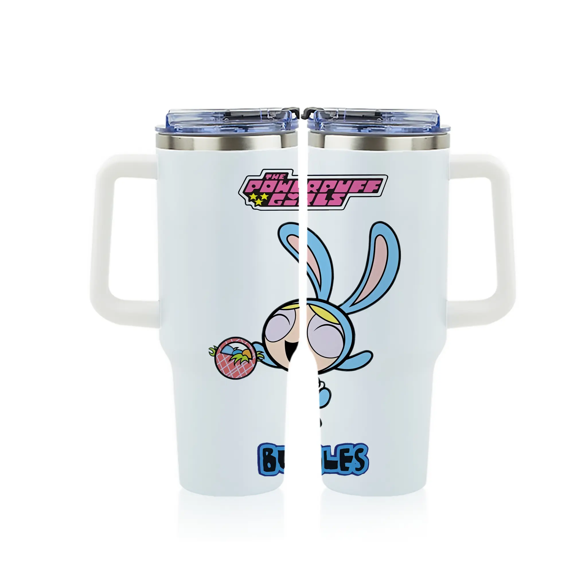 パワパフガールズ グッズ バブルス - 1200mL フルプリント車用タンブラー ・ 304ステンレス 内側 ・ 201ステンレス 外側 ・ 保温 保冷 ・ 通勤 ドライブ アウトドア用