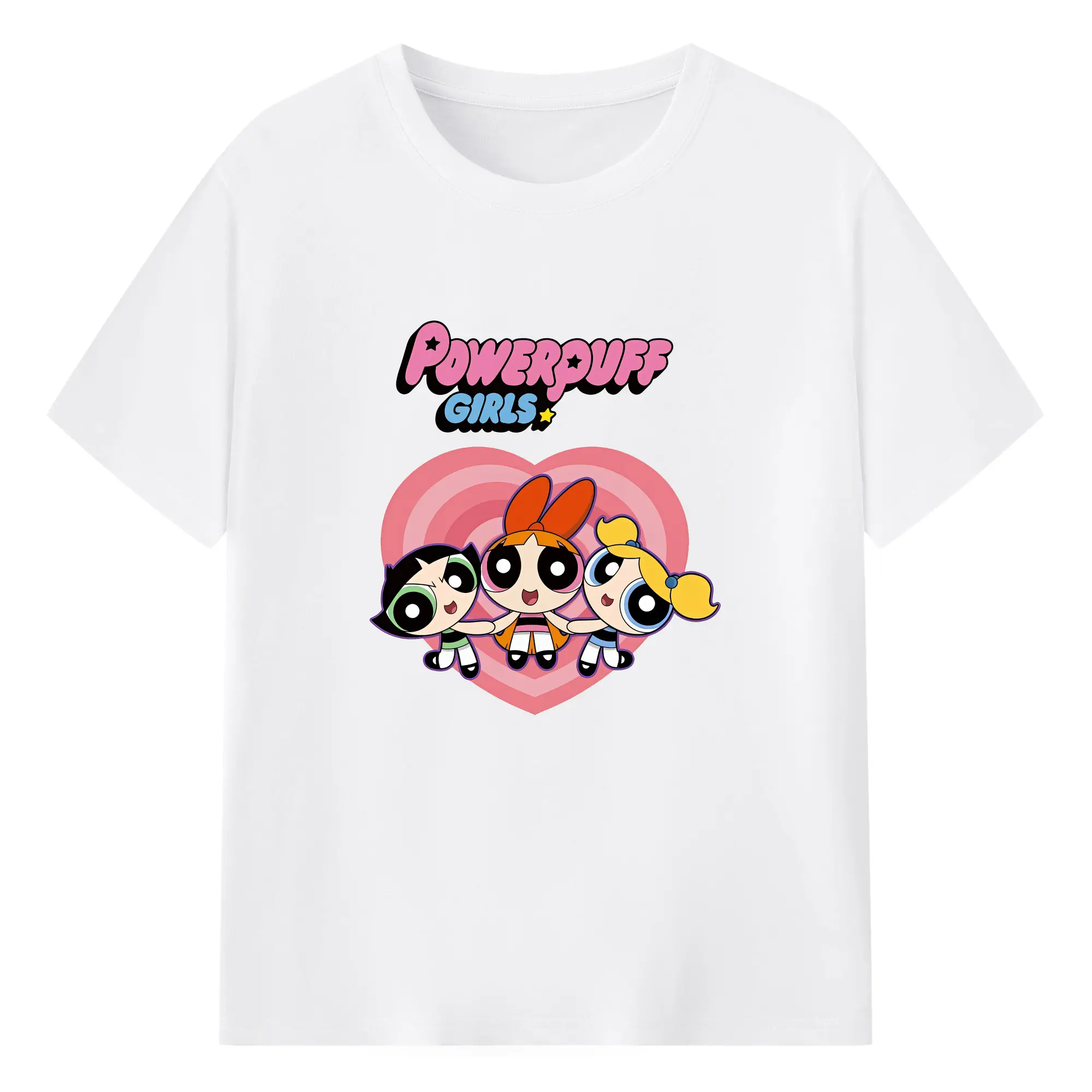 パワパフガールズ グッズ バブルス - 綿100％ 半袖Tシャツ ・ フロントプリント ・ 快適 通気性 ・ 日常使い 散歩 スポーツ用
