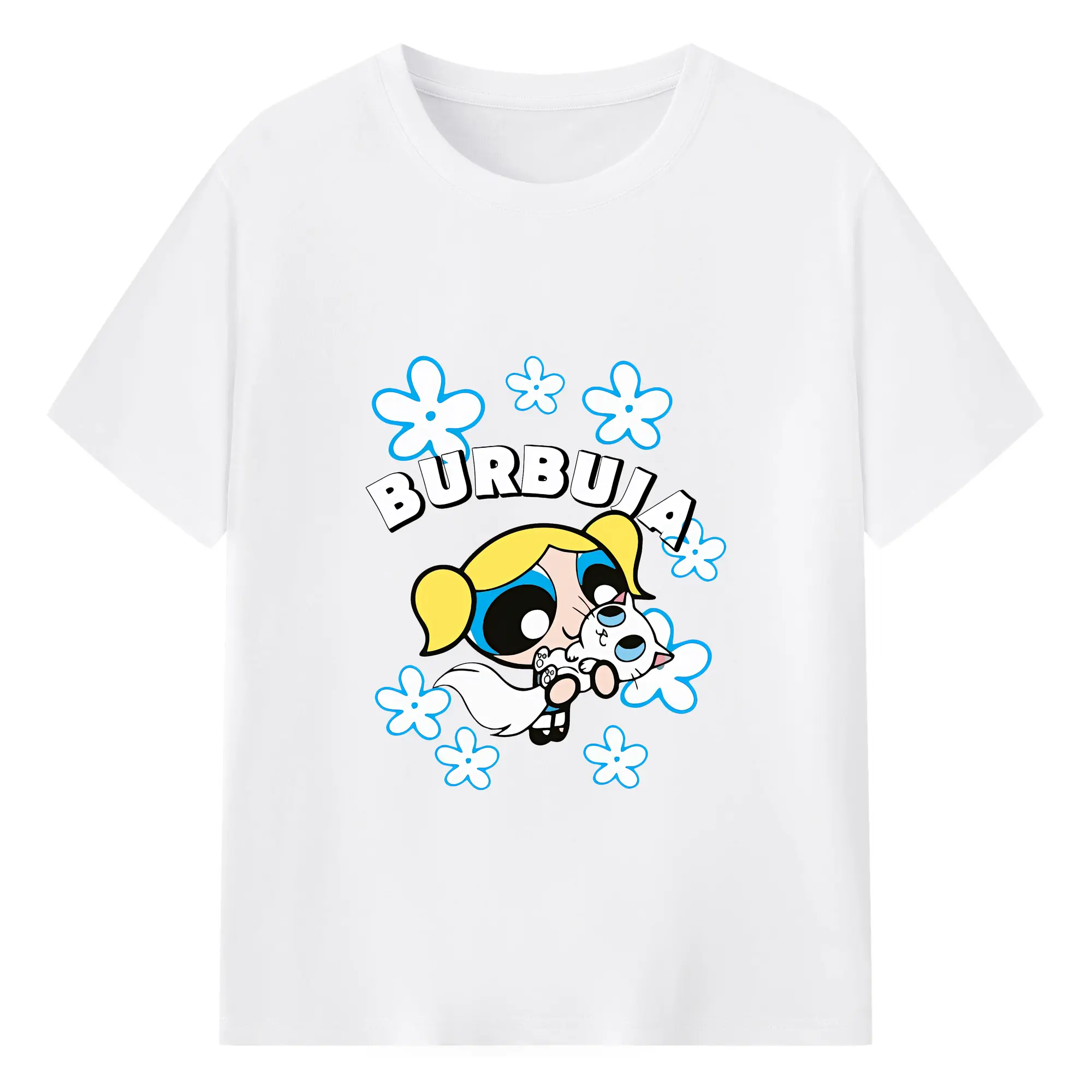 パワパフガールズ グッズ バブルス - 綿100％ 半袖Tシャツ ・ フロントプリント ・ 快適 通気性 ・ 日常使い 散歩 スポーツ用