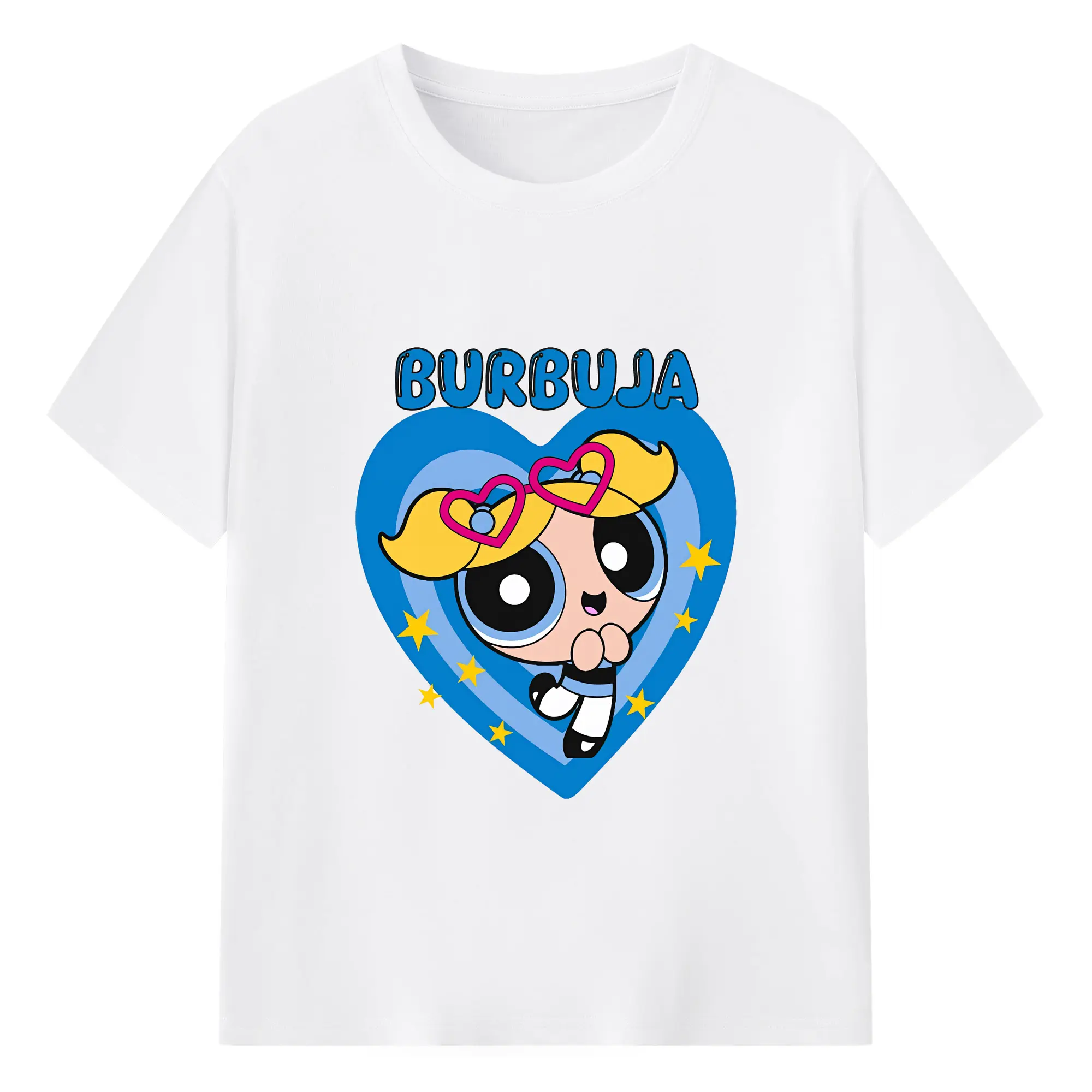 パワパフガールズ グッズ バブルス - 綿100％ 半袖Tシャツ ・ フロントプリント ・ 快適 通気性 ・ 日常使い 散歩 スポーツ用