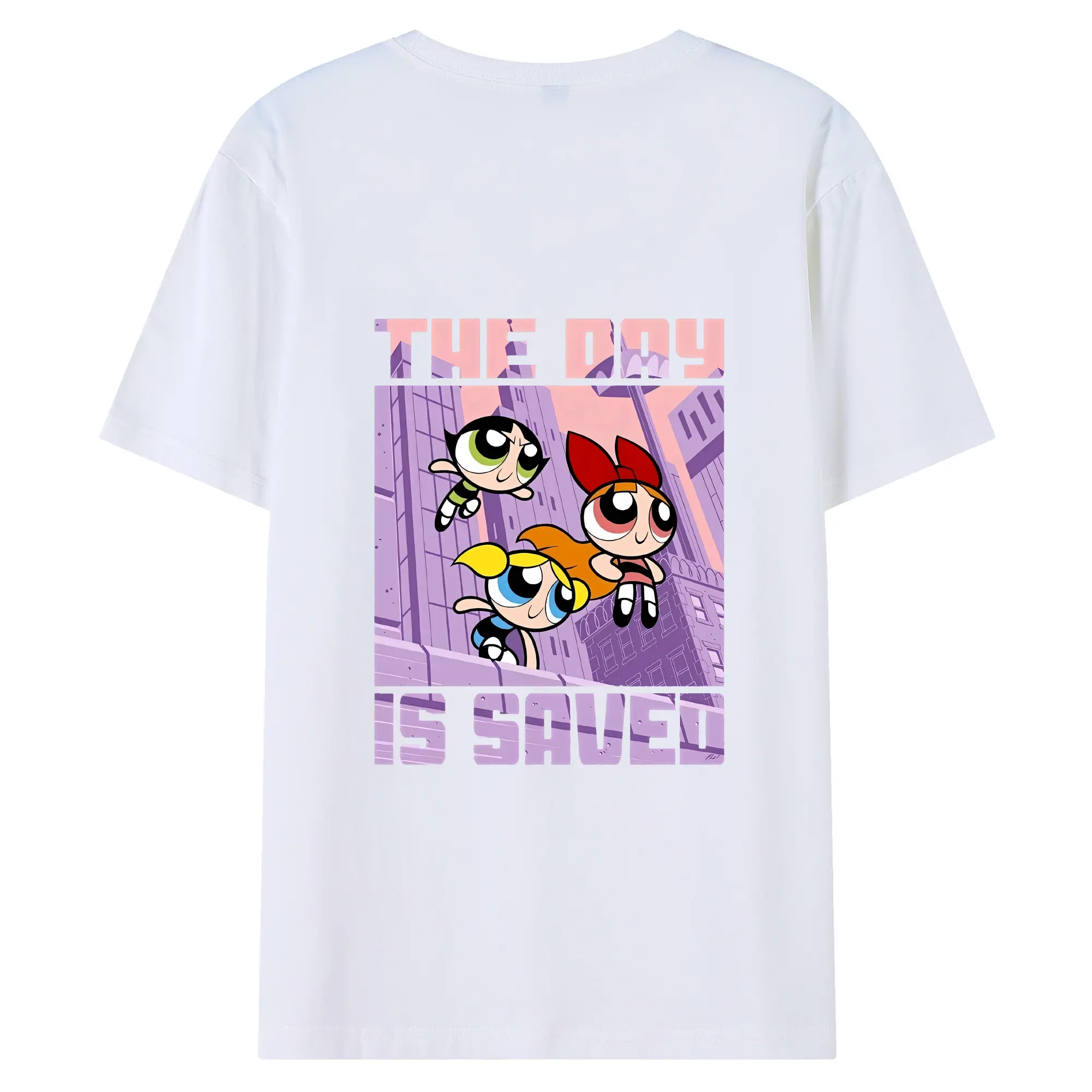 パワパフガールズ グッズ バブルス - 綿100％ 半袖Tシャツ ・ バックプリント ・ 快適 通気性 ・ 日常使い 散歩 スポーツ用