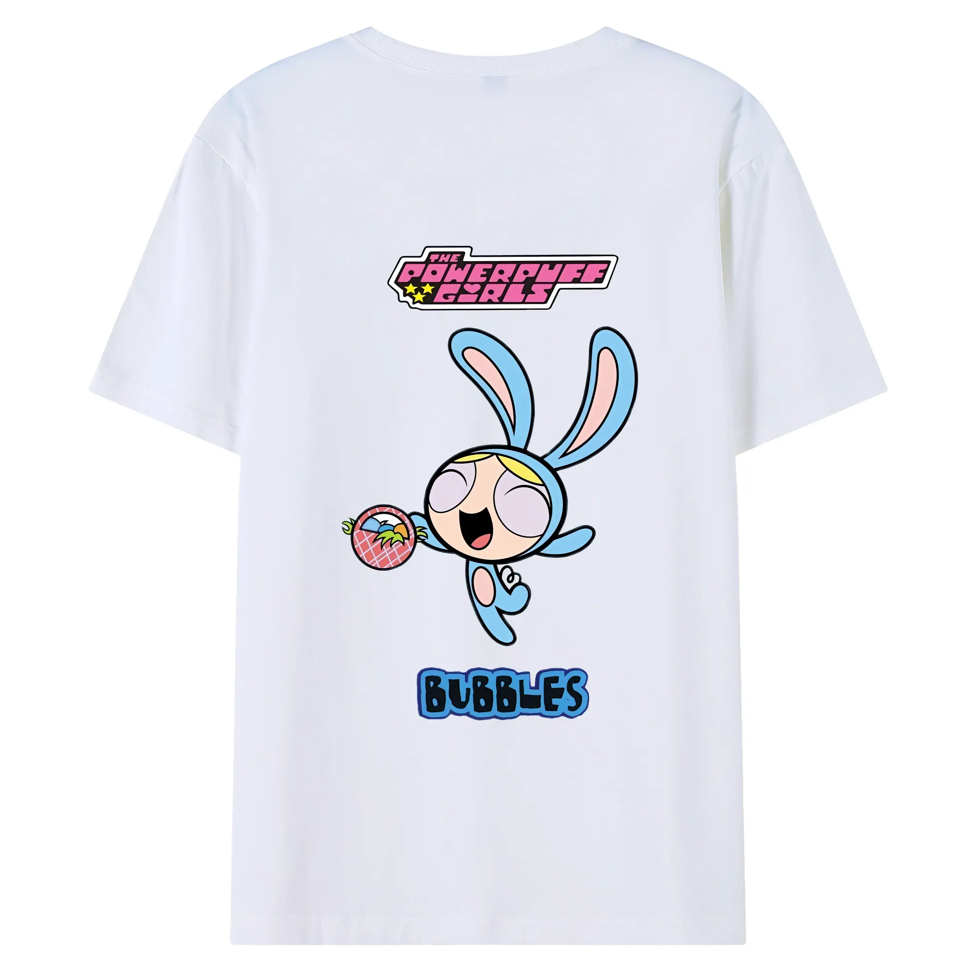 パワパフガールズ グッズ バブルス - 綿100％ 半袖Tシャツ ・ バックプリント ・ 快適 通気性 ・ 日常使い 散歩 スポーツ用