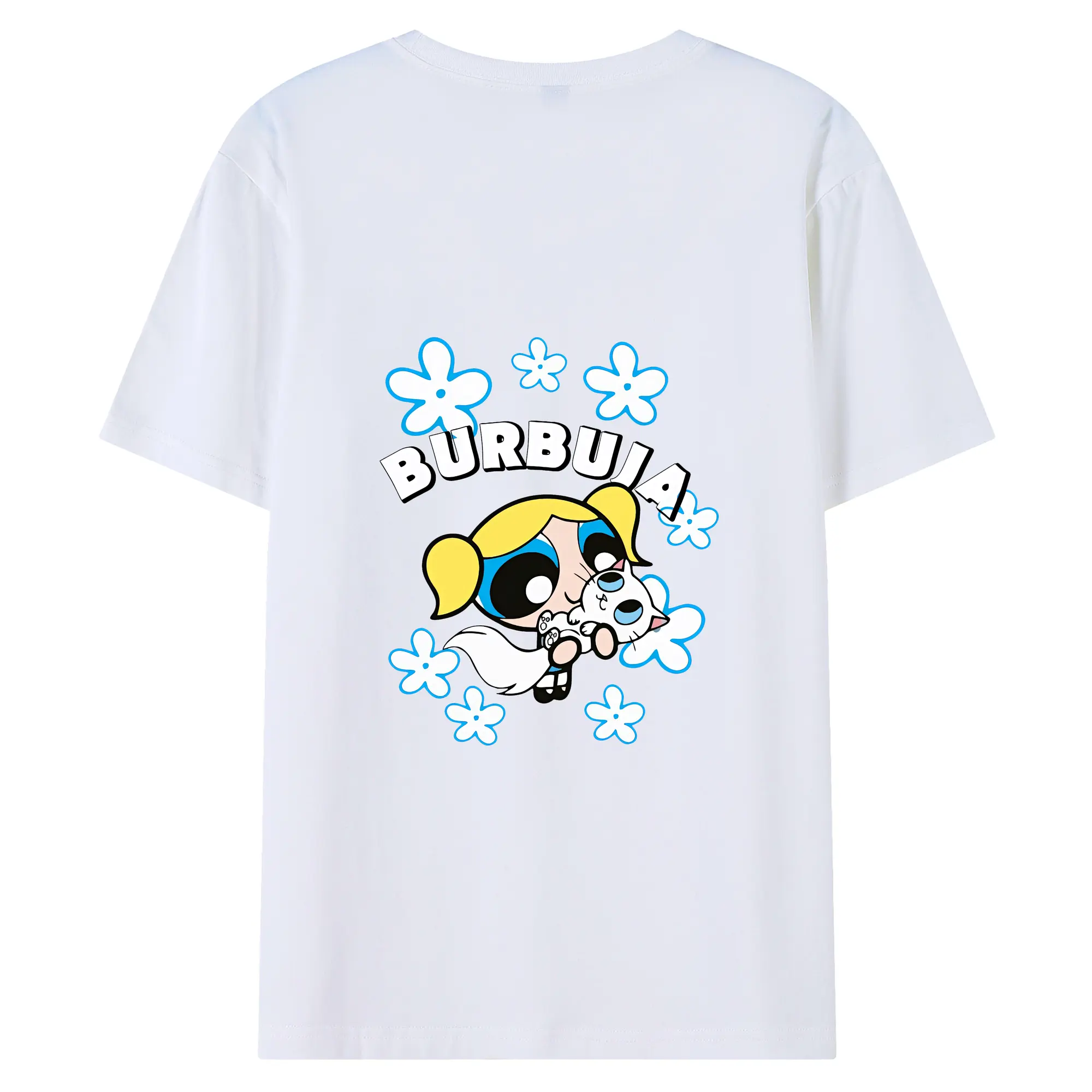 パワパフガールズ グッズ バブルス - 綿100％ 半袖Tシャツ ・ バックプリント ・ 快適 通気性 ・ 日常使い 散歩 スポーツ用