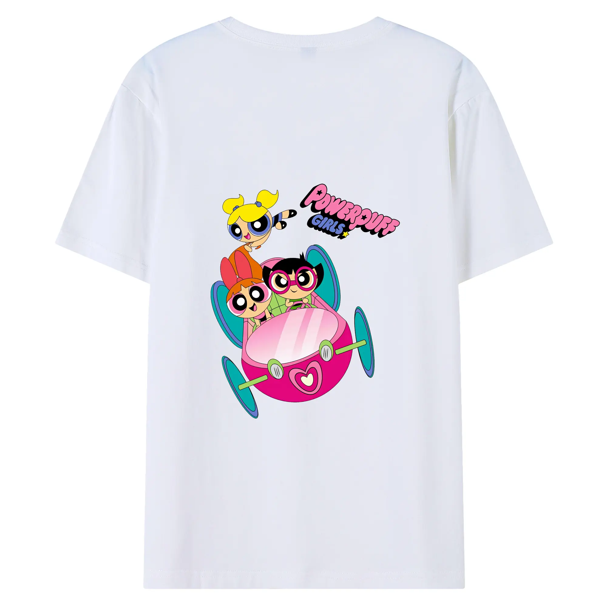 パワパフガールズ グッズ バブルス - 綿100％ 半袖Tシャツ ・ バックプリント ・ 快適 通気性 ・ 日常使い 散歩 スポーツ用