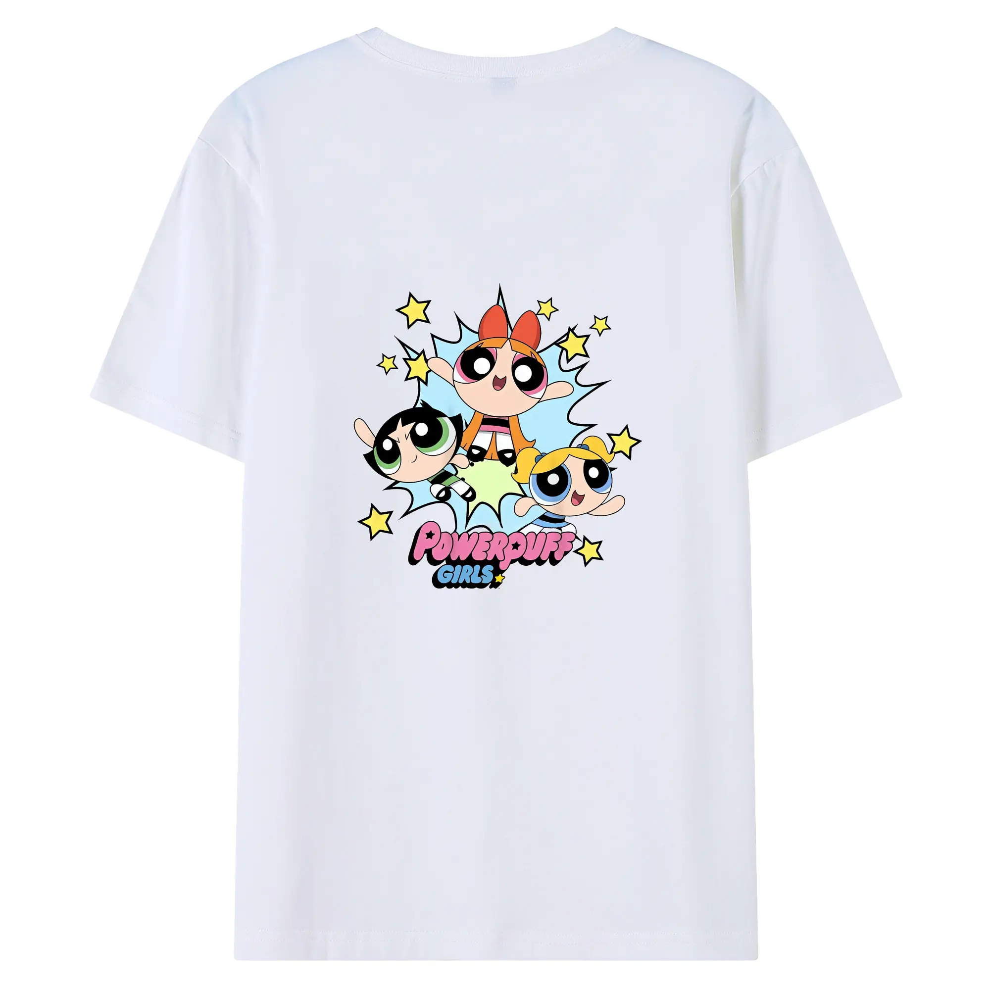 パワパフガールズ グッズ バブルス - 綿100％ 半袖Tシャツ ・ バックプリント ・ 快適 通気性 ・ 日常使い 散歩 スポーツ用