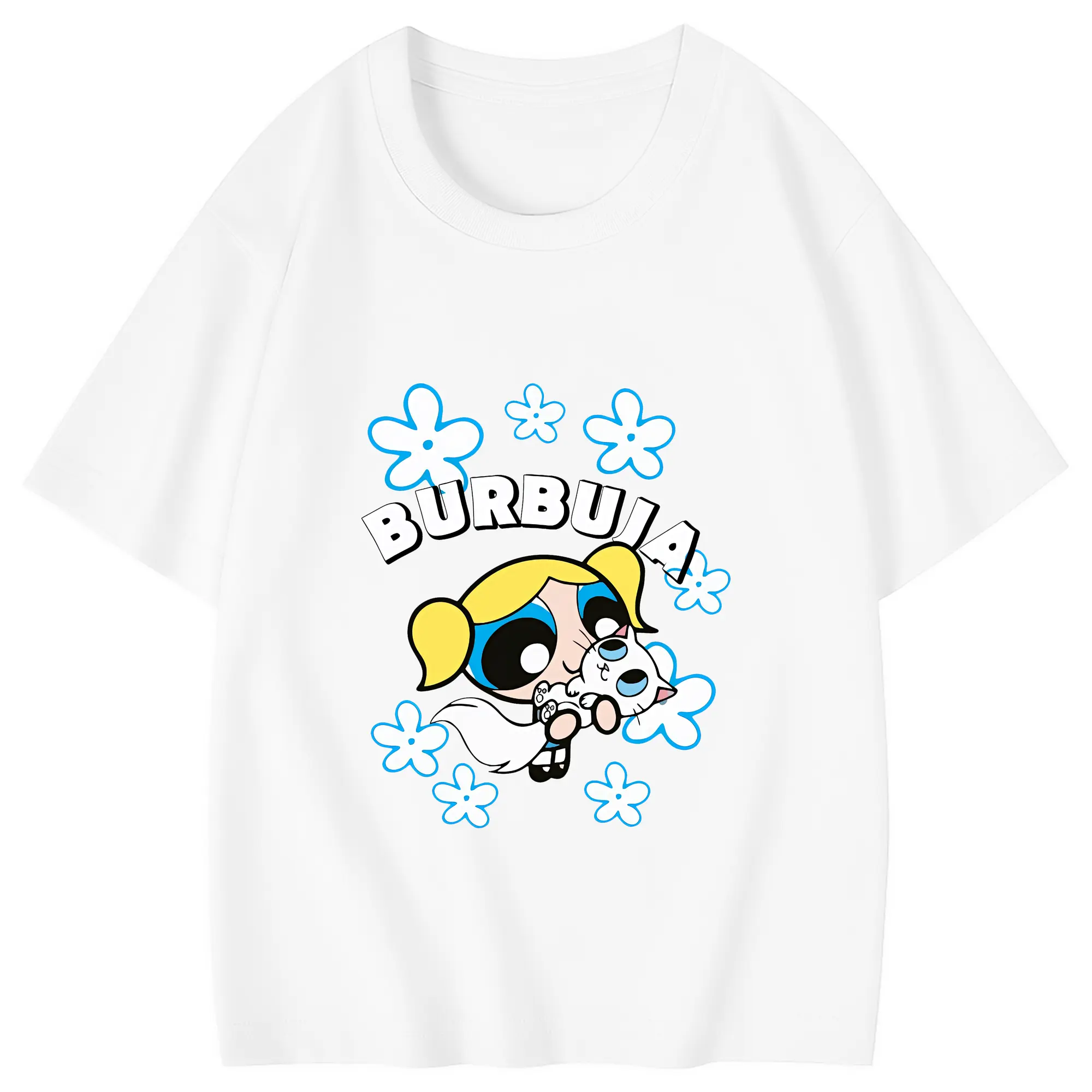 パワパフガールズ グッズ バブルス - 綿100％ キッズTシャツ ・ フロントプリント ・ 快適 通気性 ・ スポーツ カジュアル 散歩用