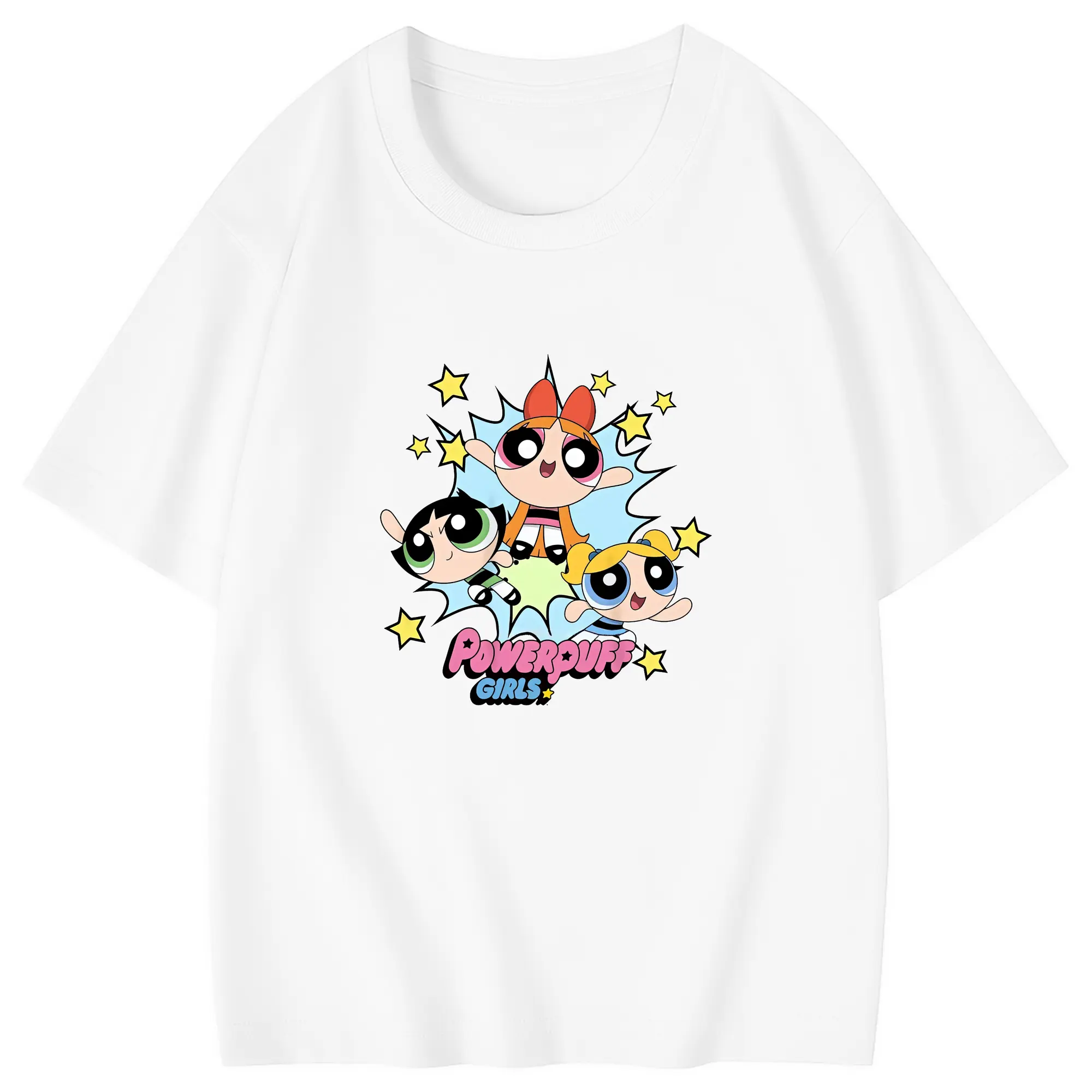 パワパフガールズ グッズ バブルス - 綿100％ キッズTシャツ ・ フロントプリント ・ 快適 通気性 ・ スポーツ カジュアル 散歩用