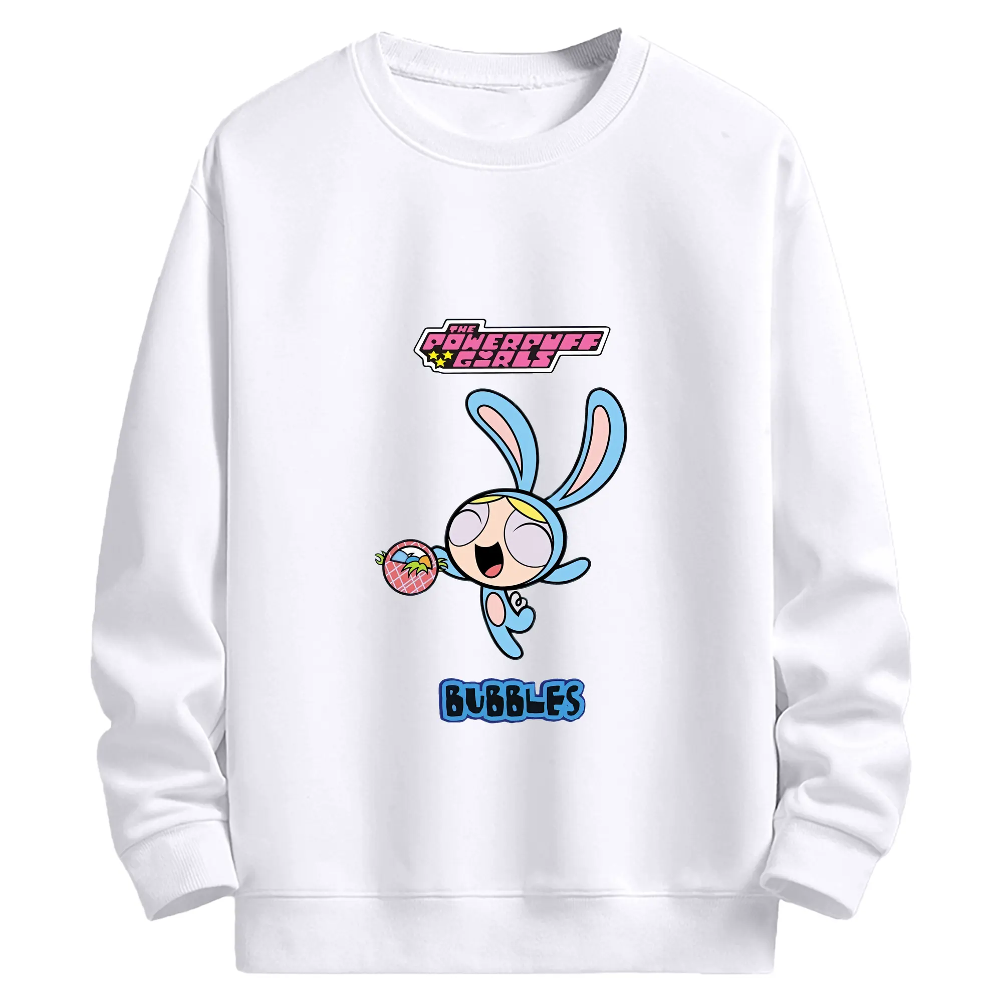 パワパフガールズ グッズ バブルス - 高品質 クルーネック スウェット ・ コットン59％ ポリエステル41％ ・ ユニセックス 長袖 トレーナー ・ カジュアル デイリー スポーツ 散歩用