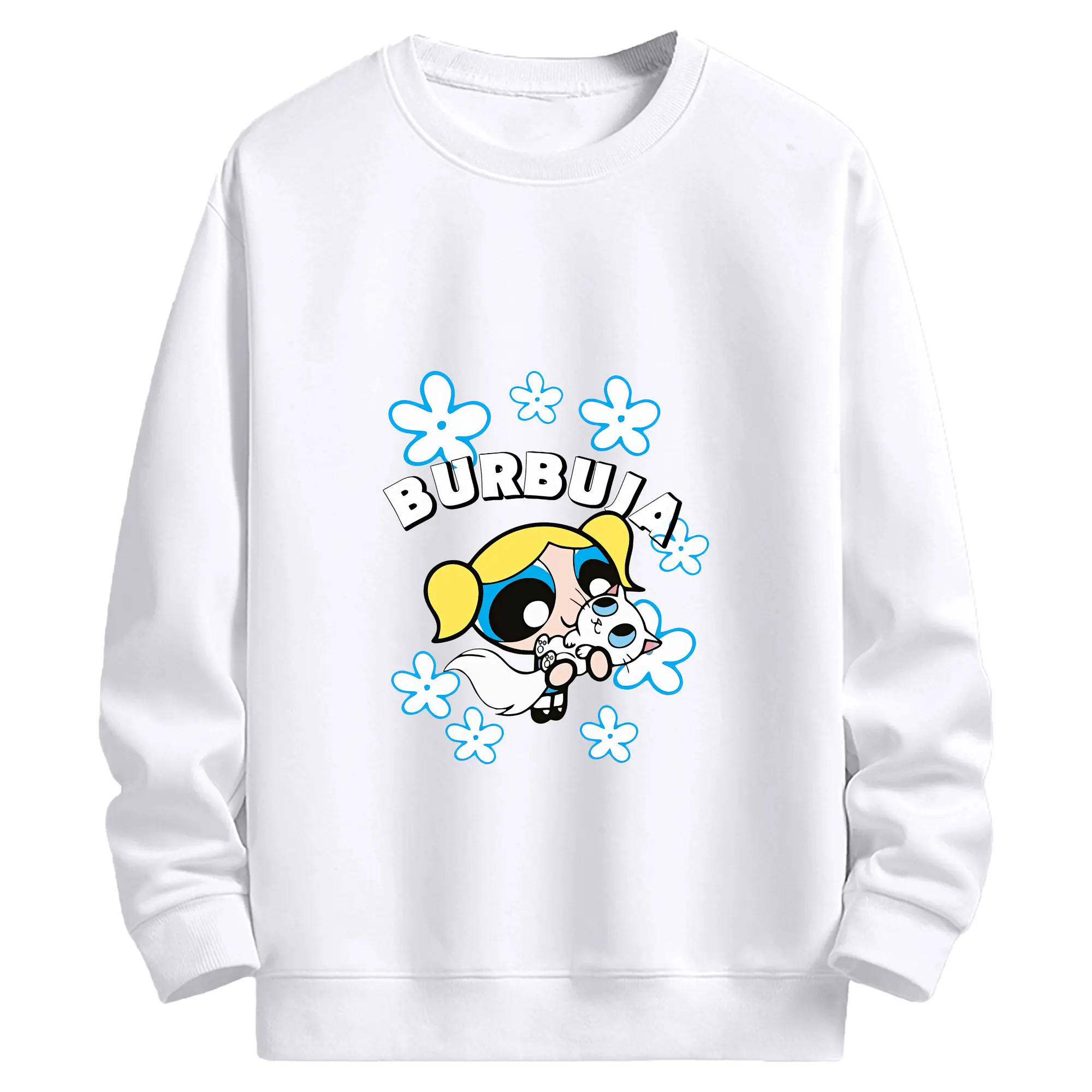 パワパフガールズ グッズ バブルス - 高品質 クルーネック スウェット ・ コットン59％ ポリエステル41％ ・ ユニセックス 長袖 トレーナー ・ カジュアル デイリー スポーツ 散歩用