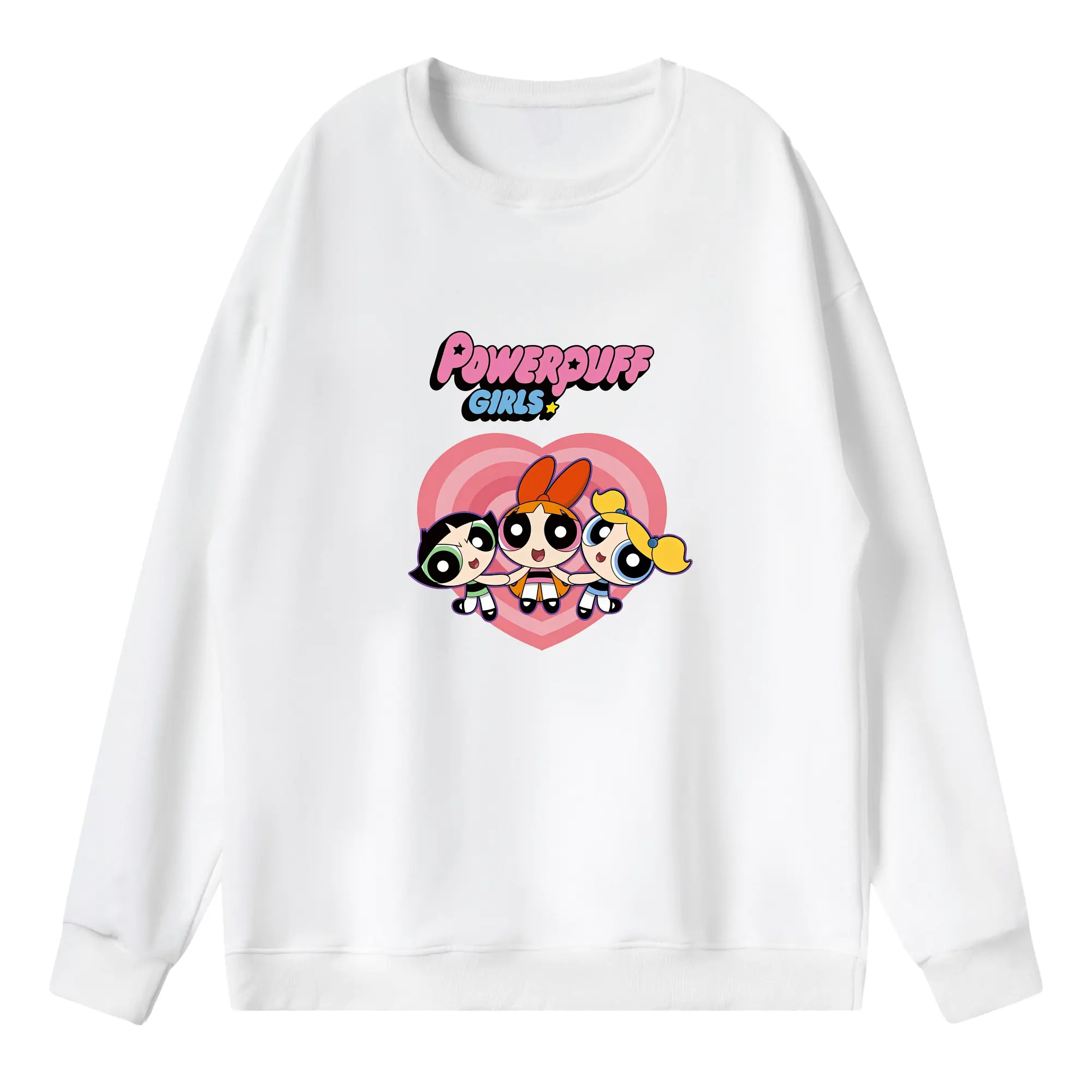 パワパフガールズ グッズ バブルス - 薄手 クルーネック スウェット 裏毛260g · ポリエステル 春秋向け カジュアル 男女兼用 · トレーナー デイリー スポーツ 散歩に最適